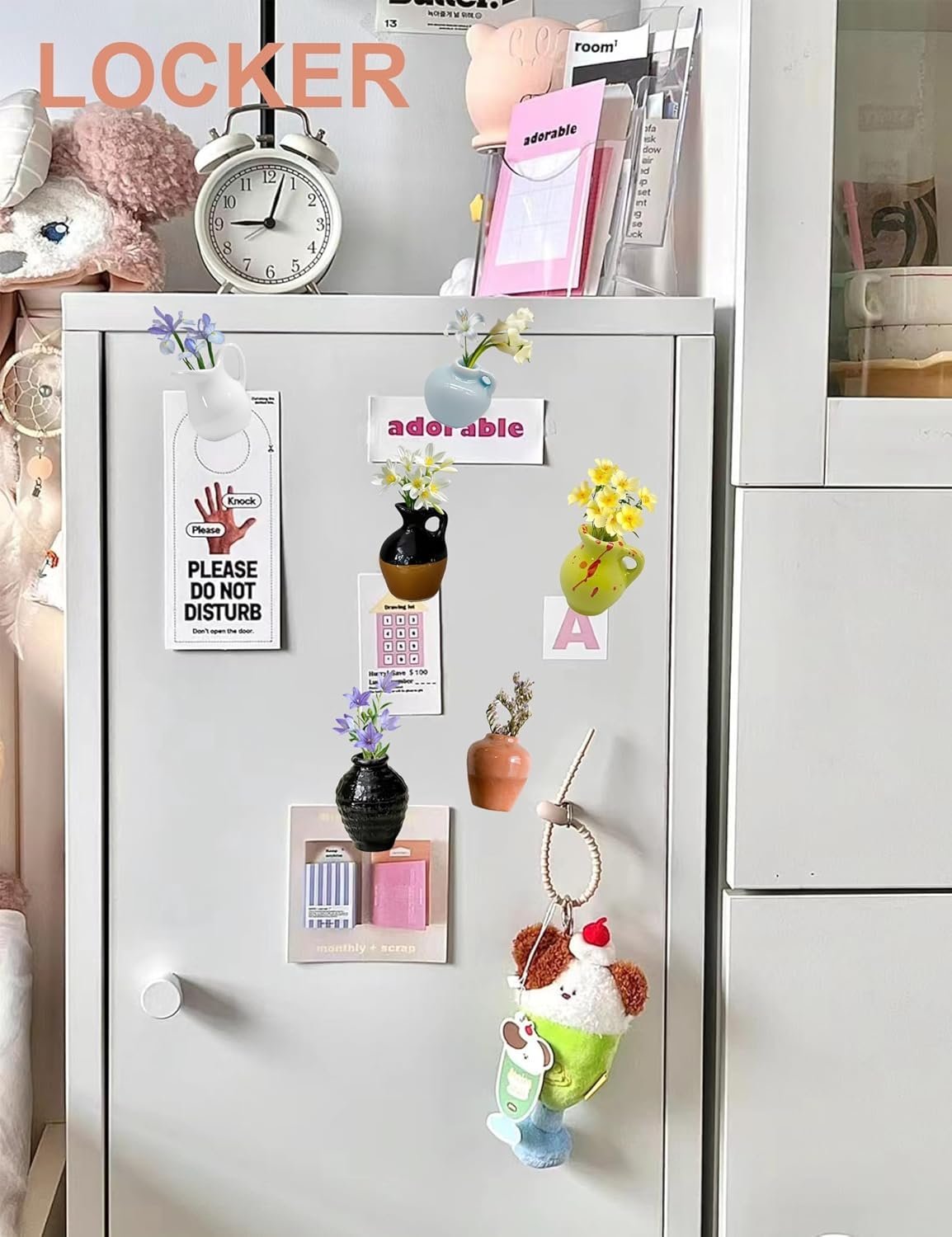 wholesale cute mini ceramic vase magnets for fridge, funny small 3d tiny plant vase fridge magnets fo refrigerator kitchen home office locker decoration(6 pack, not include flower) factory & supplier oem