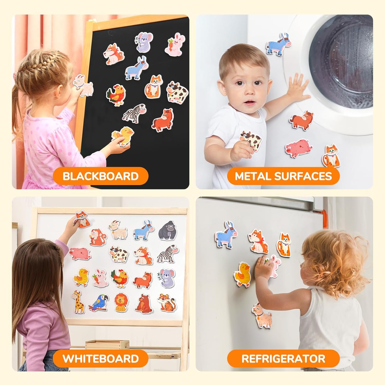 wholesale joycat wooden fridge magnets for toddlers, 20 cute animals refrigerator magnets for kids, full back magnetic toys, fun educational baby learning gifts for 2 3 4 5 years old factory & supplier oem