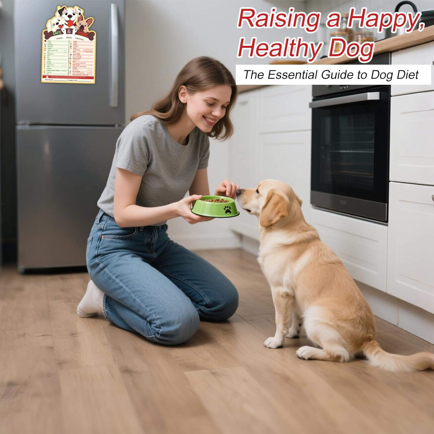 wholesale dog feeding chart fridge magnet, food dogs can or can’t eat 9.75x6.75in feeding sign safe food chart nutrition guide for pet new puppy essentials factory & supplier oem