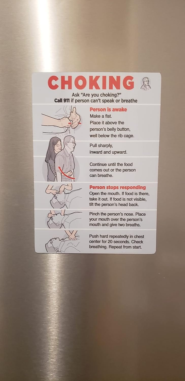 wholesale restaurant choking magnet sign and restaurant food allergies magnet poster (refregirator magent, 7x10 inch, light blue, two(2) magnet signs) factory & supplier oem