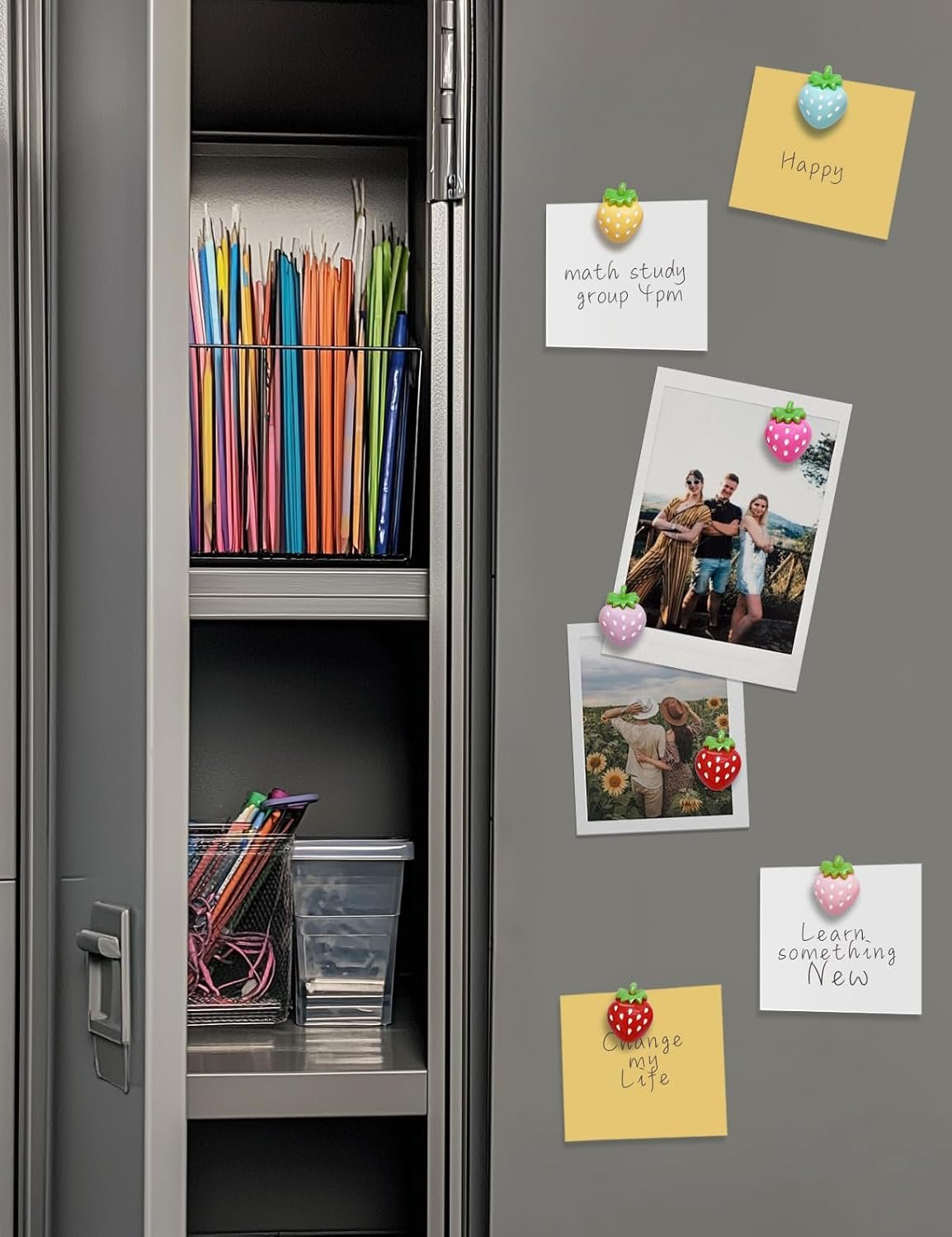 wholesale zreal 12 pcs 3d strawberry cute fridge magnets - colorful refrigerator decorative magnets for kitchen, office, locker (6 colors) factory & supplier oem