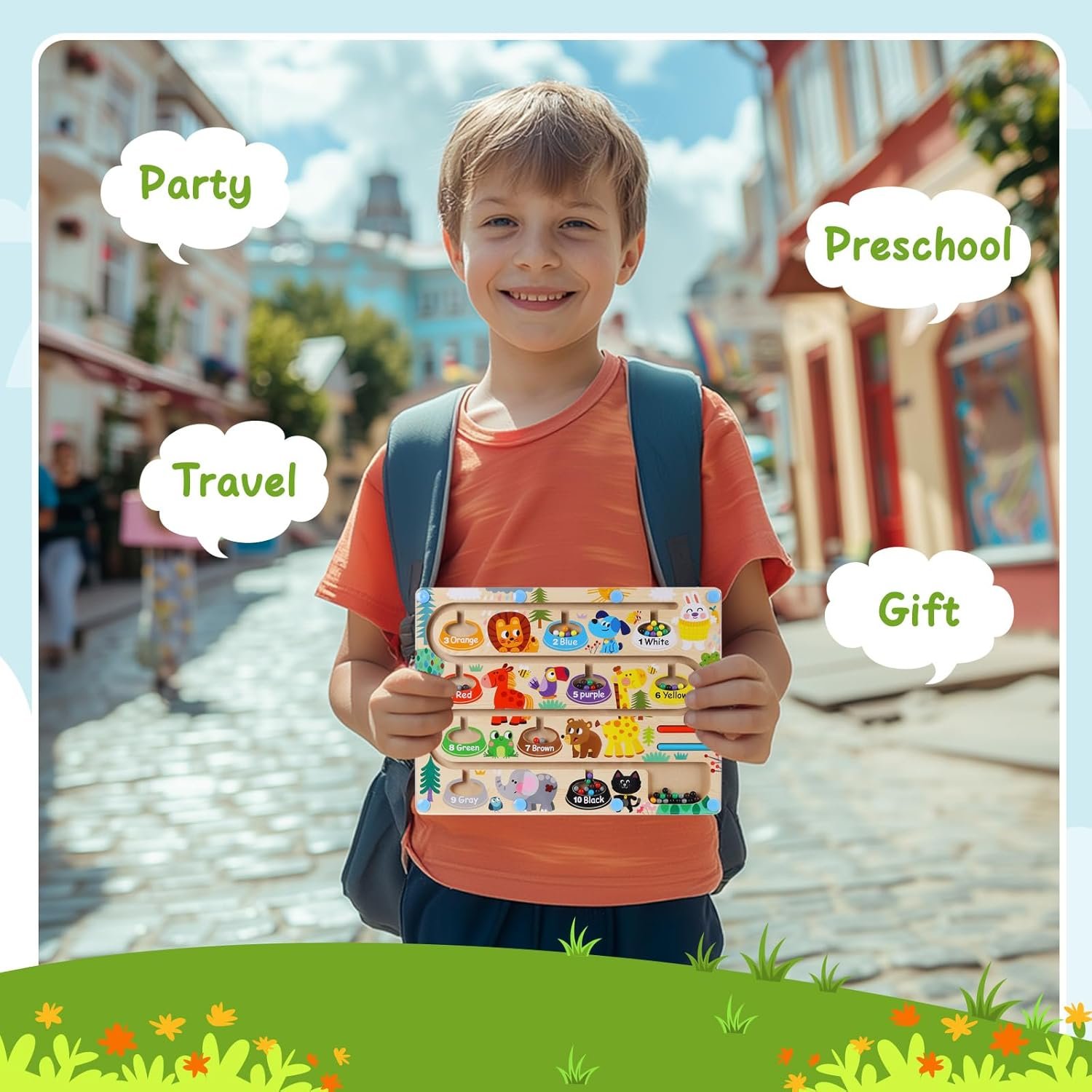 wholesale magnetic color and number maze, wooden animal magnet puzzles board games for toddler kids, montessori color learning sorting counting matching toys for 3 years old boys girls gift factory & supplier oem