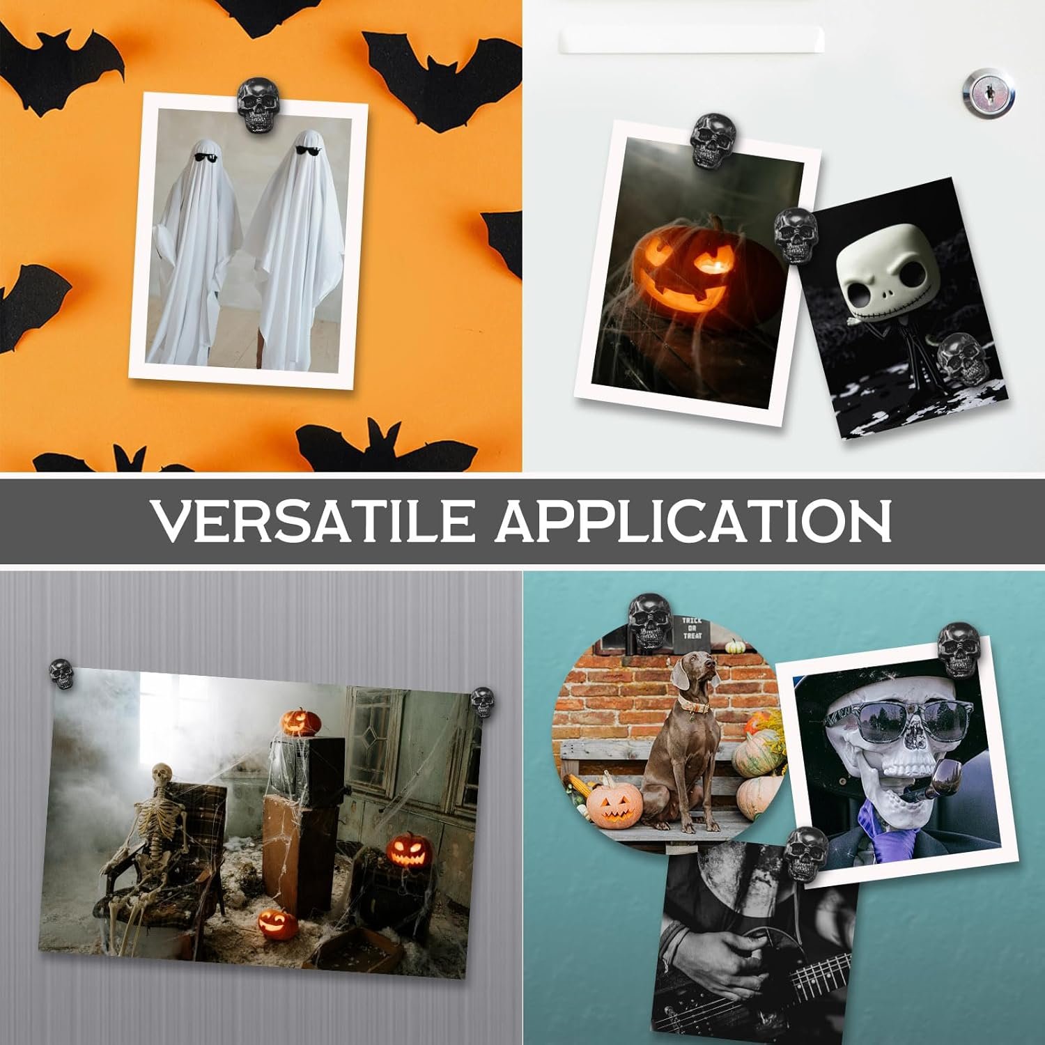 wholesale 8 pcs skull fridge magnets vintage skeleton goth refrigerator magnets funny cool decorative magnets for locker, whiteboard, kitchen, office, adsorb photos notes (black) factory & supplier oem