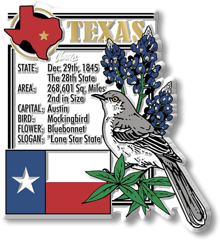 wholesale texas six-piece state magnet set by classic magnets, includes 6 unique designs, collectible souvenirs made in the usa factory & supplier oem