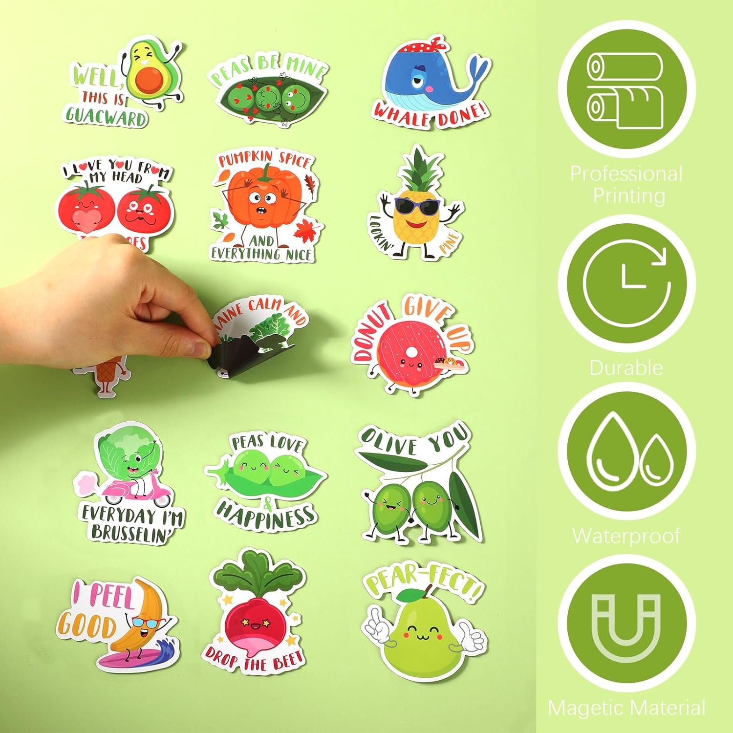 wholesale kanayu 32 pcs funny magnets for fridge puns gifts cute food magnets for refrigerator home office kitchen car decoration(veggie and fruit) factory & supplier oem