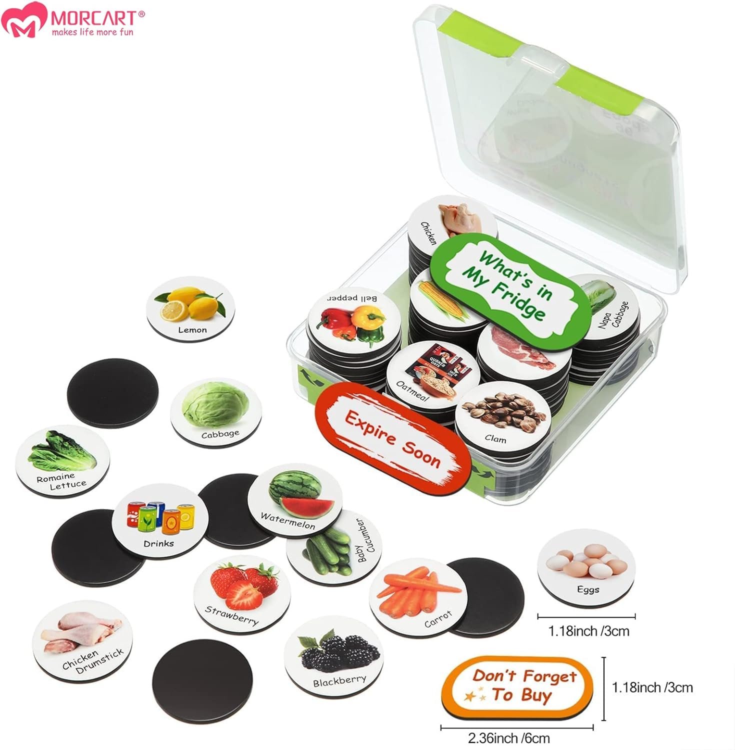 wholesale m morcart 93 food magnets for fridge - repeatable visual shopping list, refrigerator inventory easy tracking factory & supplier oem