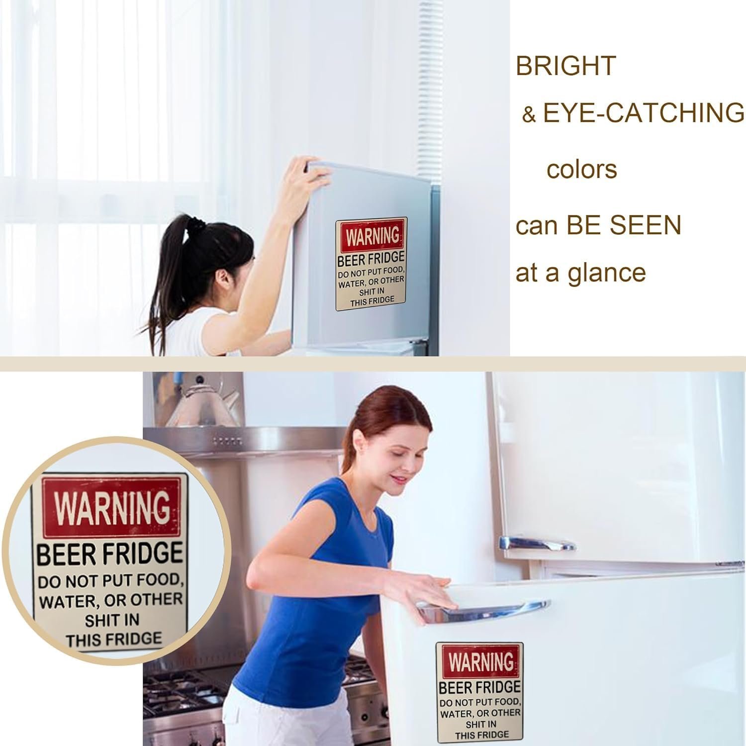 wholesale funny beer fridge stickers warning beer fridge magnet hilarious beer fridge warning sign beer stickers magnet do not put food, water, or other shit in this fridge for home bar decorations (1pcs) factory & supplier oem