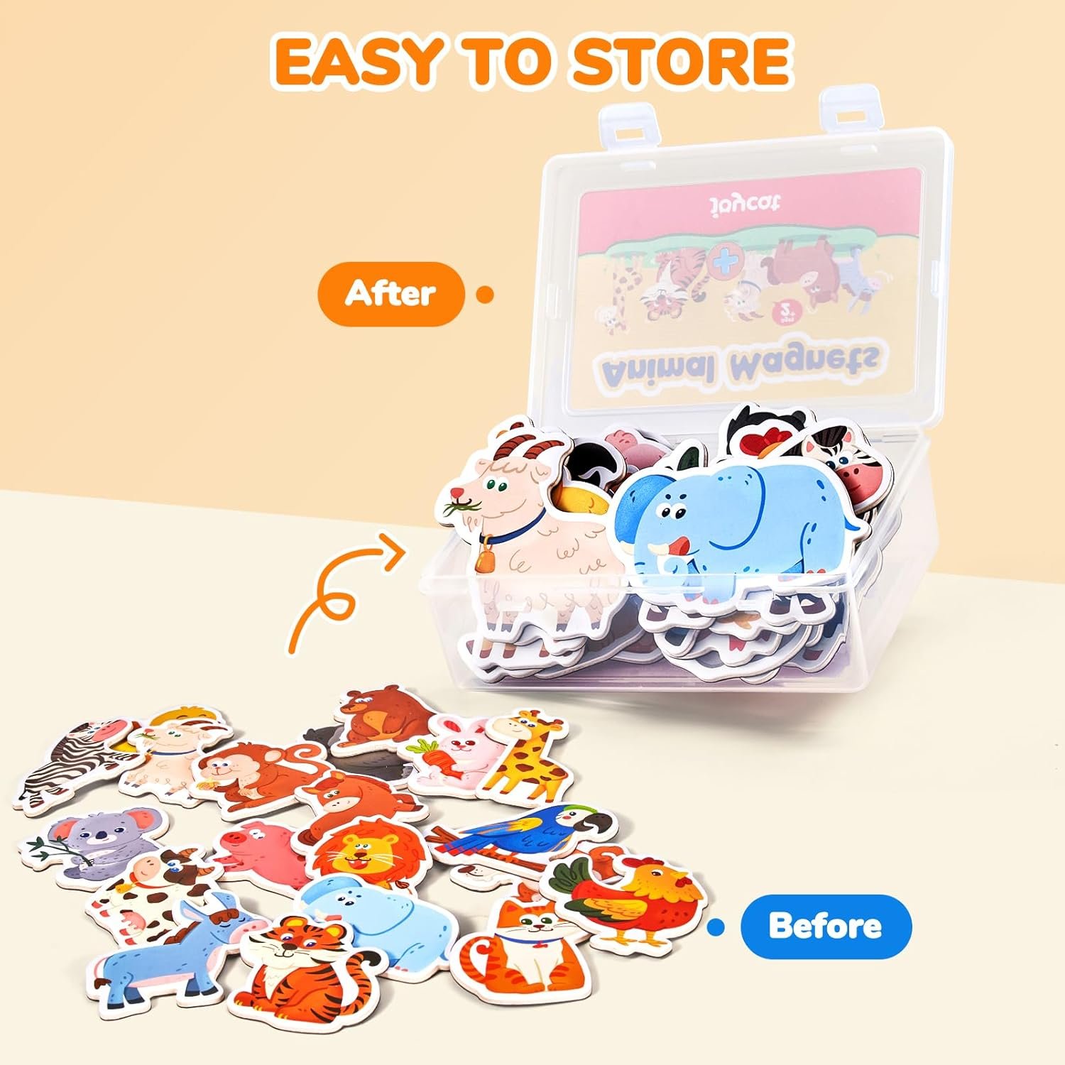 wholesale joycat wooden fridge magnets for toddlers, 20 cute animals refrigerator magnets for kids, full back magnetic toys, fun educational baby learning gifts for 2 3 4 5 years old factory & supplier oem