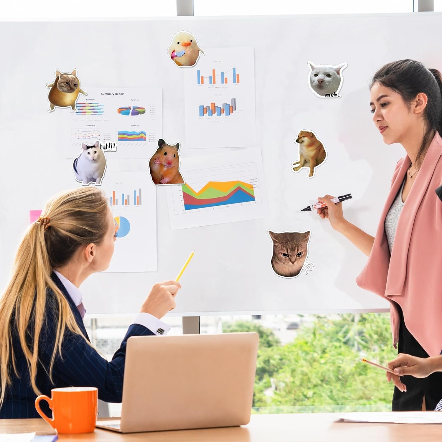 wholesale 24pcs funny magnets for fridge cat meme magnets cool magnet set crying cat dog hamster duck magnets for gaming kitchen home decor refrigerator car office cabinet dishwasher and whiteboard accessories factory & supplier oem
