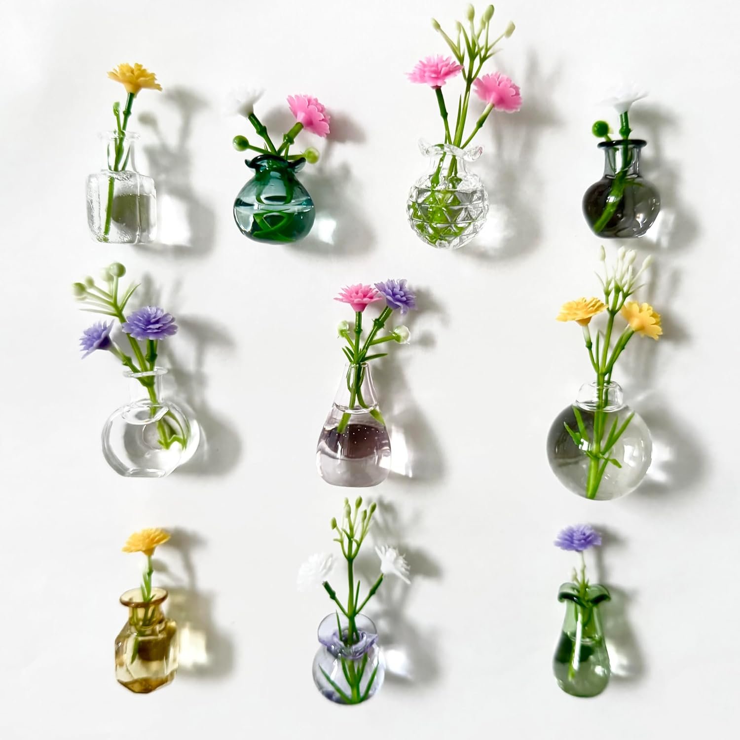 wholesale cute mini vase magnets for fridge, tiny magnetic flower glass vases refrigerator accessories, funny aesthetic plant pot magnets for locker office kitchen decoration, small magnet bud plant factory & supplier oem