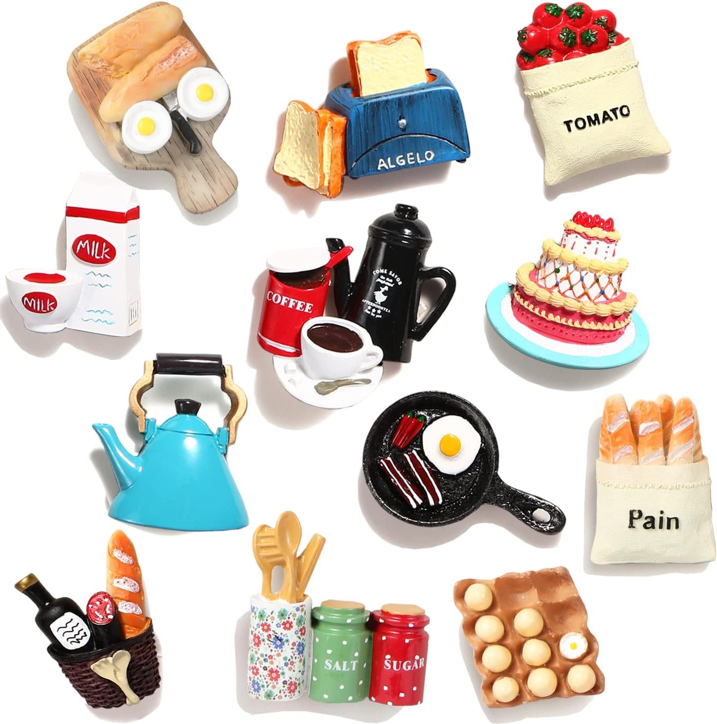 wholesale 12pcs food fridge magnets for fridge fun cute magnet refrigerator stickers for kitchen magnet decorative strong resin magnets home decor office factory & supplier oem