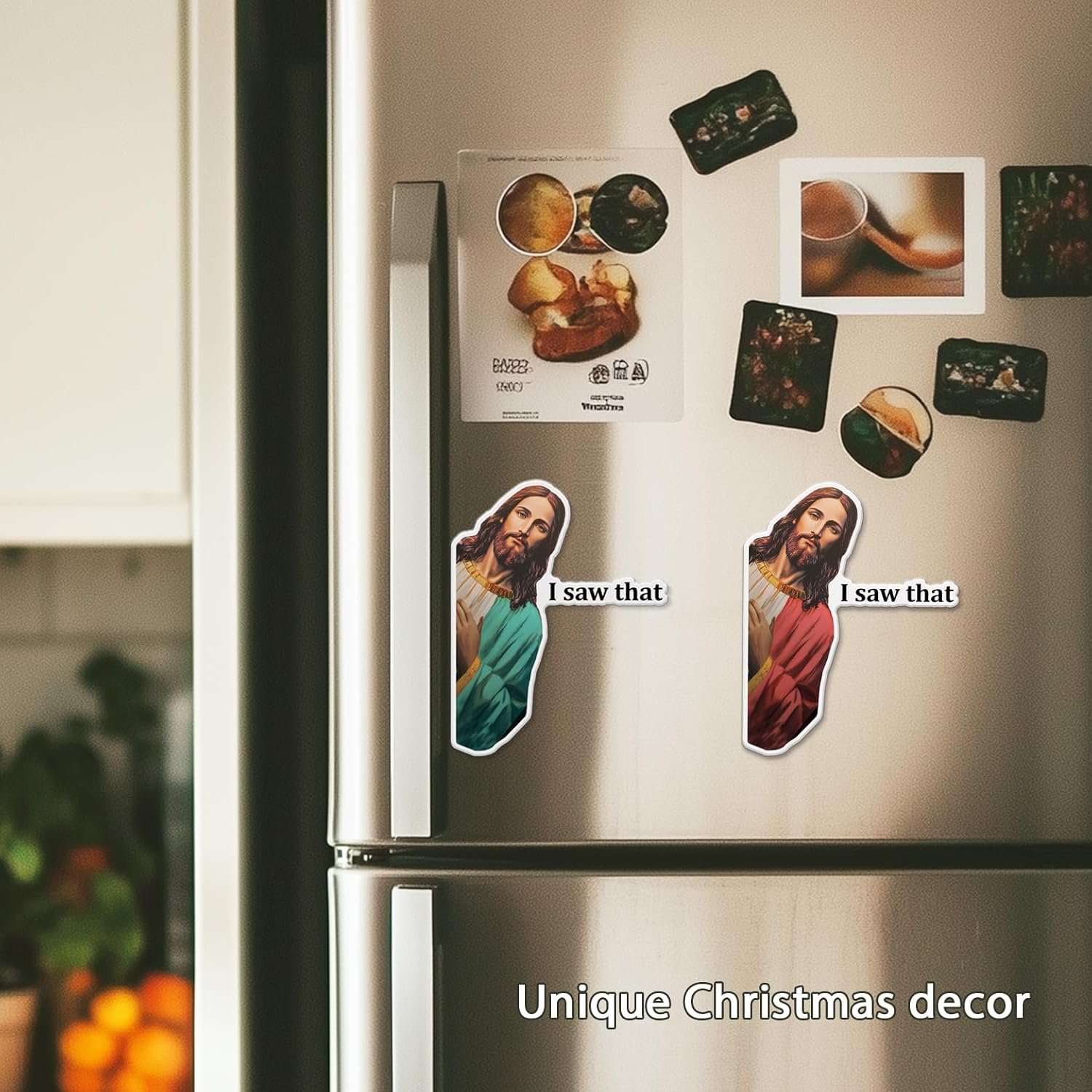 wholesale jesus i saw that magnets, funny jesus refrigerator magnets, funny fridge magnets, car stickers, car magnet, funny jesus magnet, 3.5 inch pack of 2 (red, green) factory & supplier oem