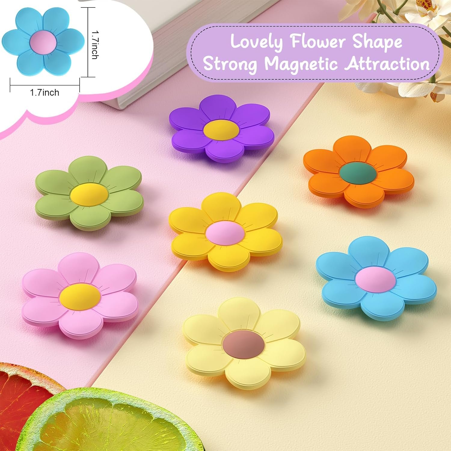 wholesale 14 pcs flower fridge magnets, 3d colorful decorative strong refrigerator magnets, cute locker magnets accessories for whiteboard kitchen office factory & supplier oem