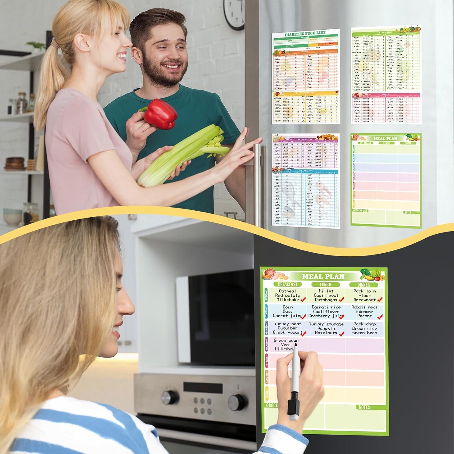 wholesale pasimy 4 pcs diabetes food lists chart magnet fridge 11 x 14 diabetic meal planner magnetic prediabetes grocery food journal log with 2 dry erase pens serving size carbs calories glycemic index factory & supplier oem