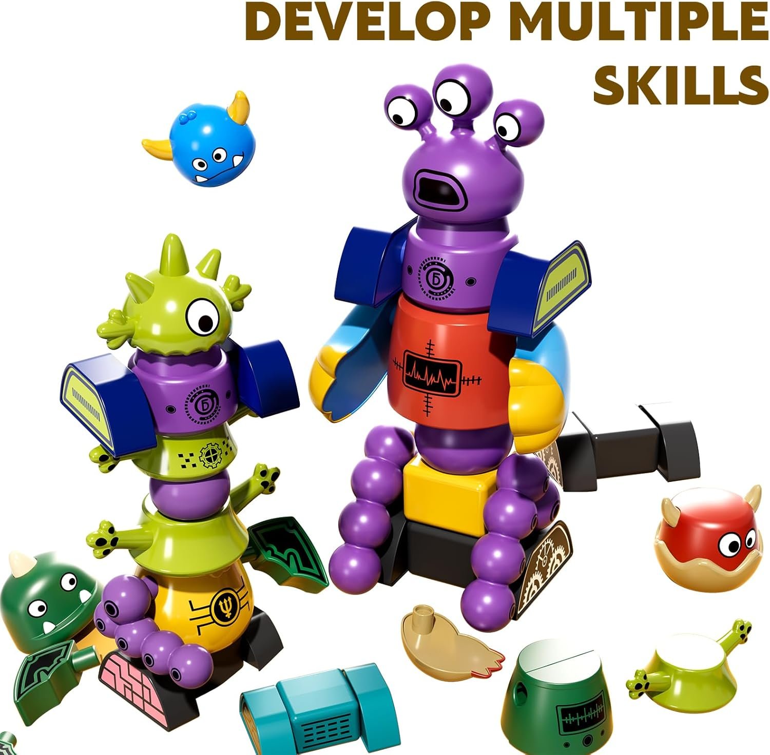 wholesale temi magnet robot toy for kids 3-5 years old - monster magnet toys stacking transform toys with storage box, set for boys age 3 4 5 6 7 years old boys, christmas and birthday gifts factory & supplier oem