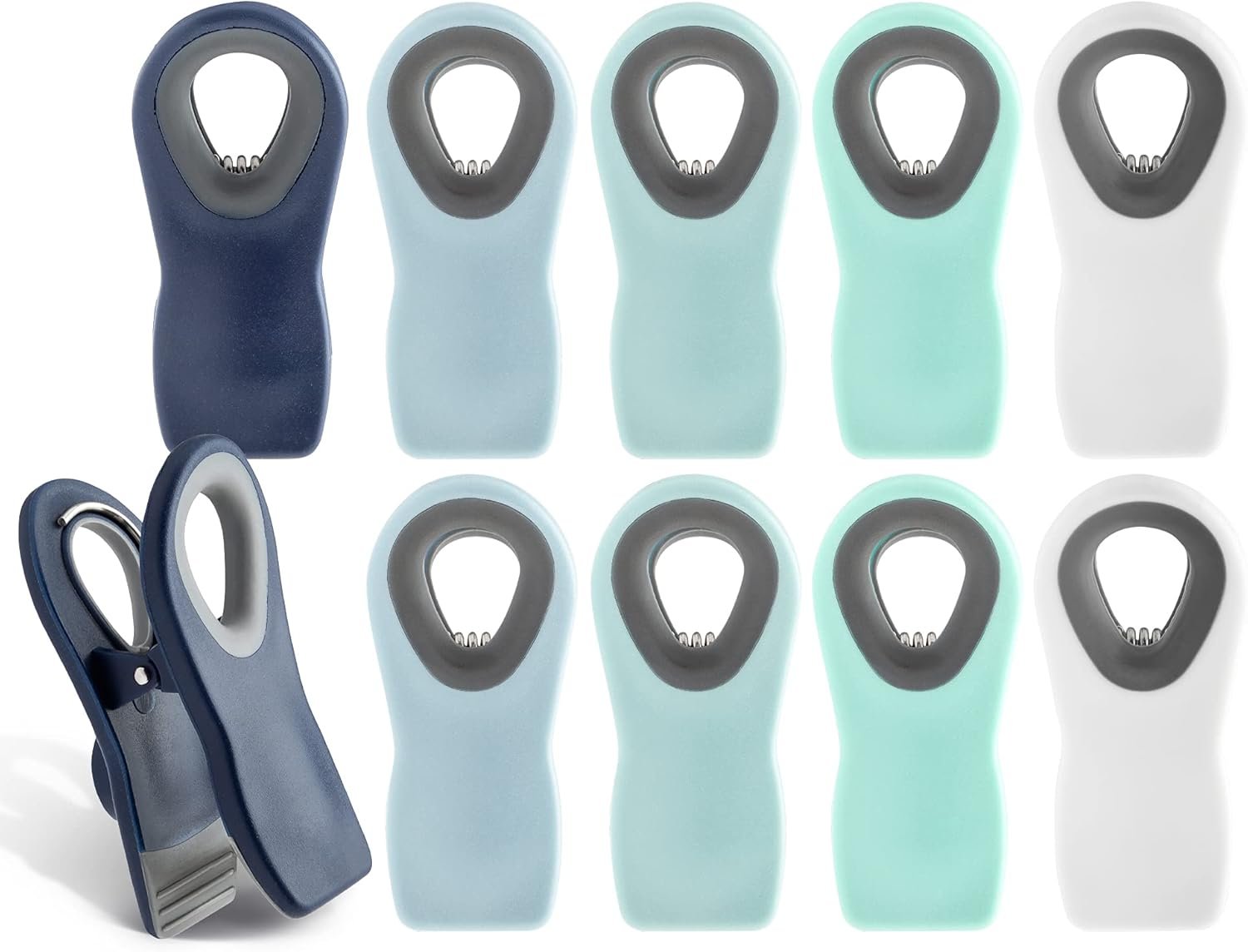 wholesale cook with color bag clips with magnet- food clips, chip clips, bag clips for food storage with airtight seal grip for bread bags, snack bags and food bags (blue ombre, pack of 10) factory & supplier oem