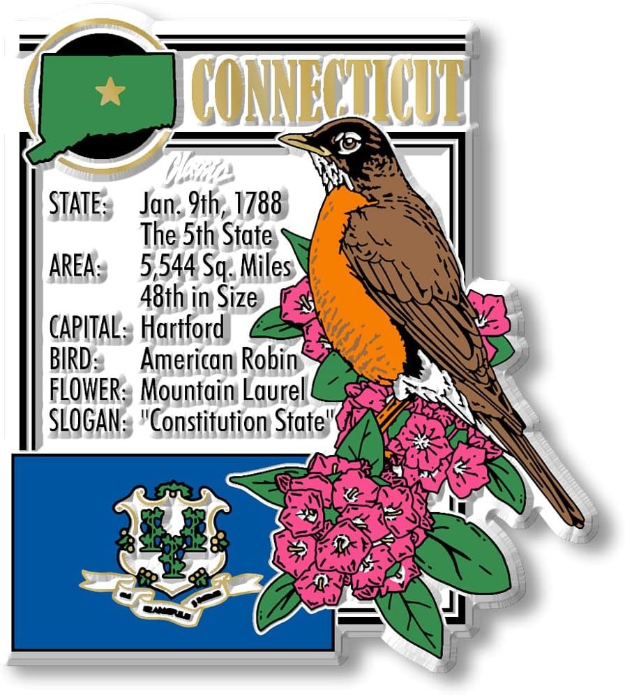 wholesale connecticut six-piece state magnet set by classic magnets, includes 6 unique designs, collectible souvenirs made in the usa factory & supplier oem