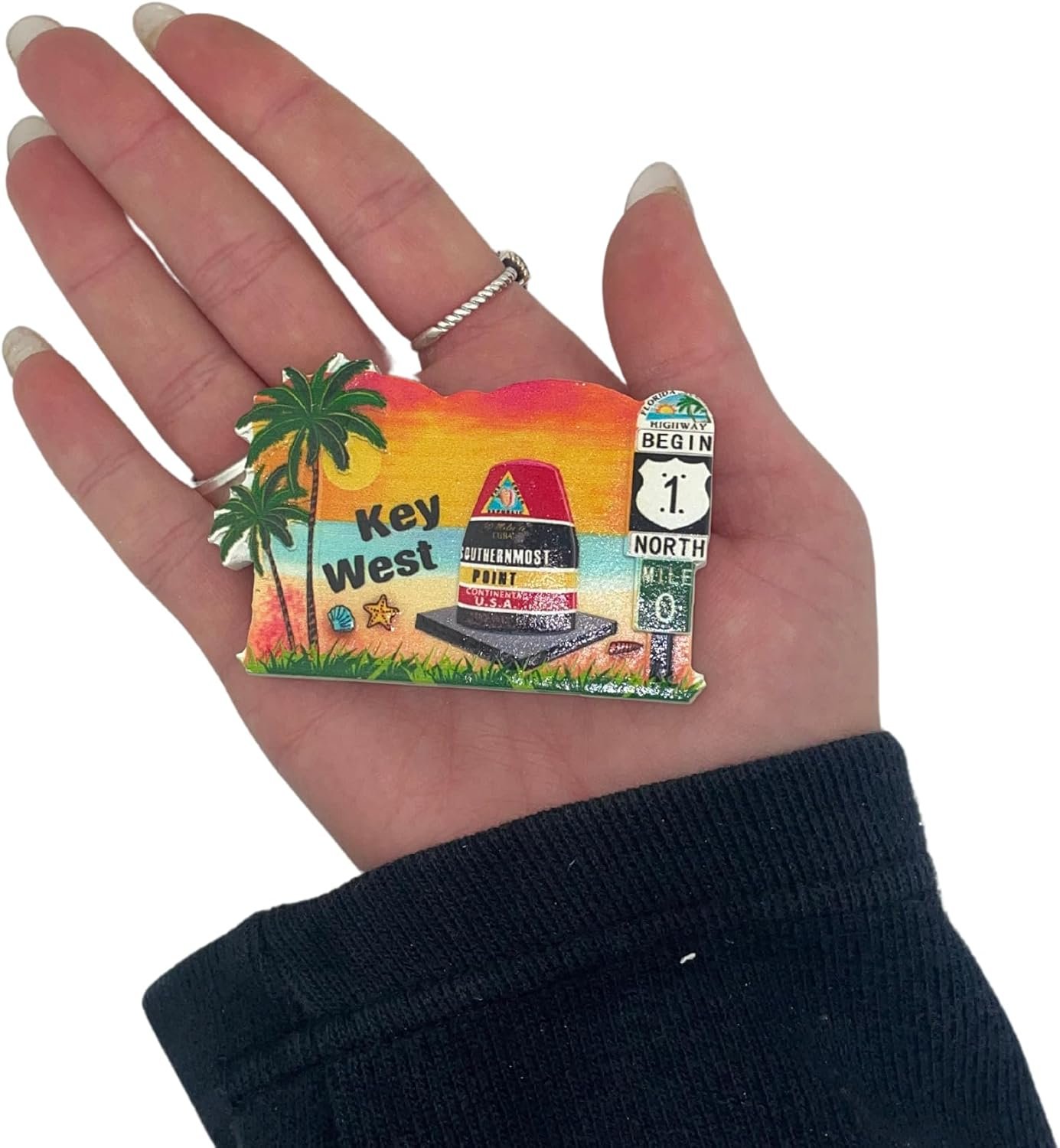 wholesale key west florida souvenir magnet, iconic mile marker 0, 3d resin keepsake, 3.5 inches factory & supplier oem
