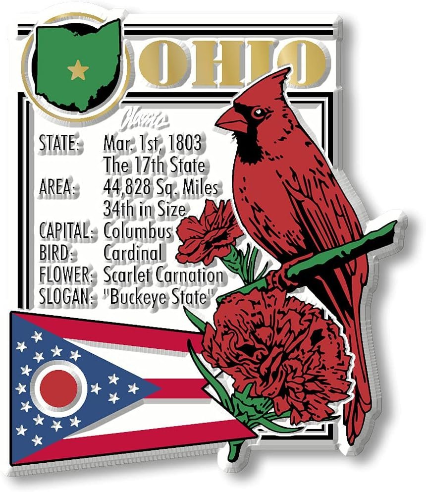 wholesale ohio six-piece state magnet set by classic magnets, includes 6 unique designs, collectible souvenirs made in the usa factory & supplier oem