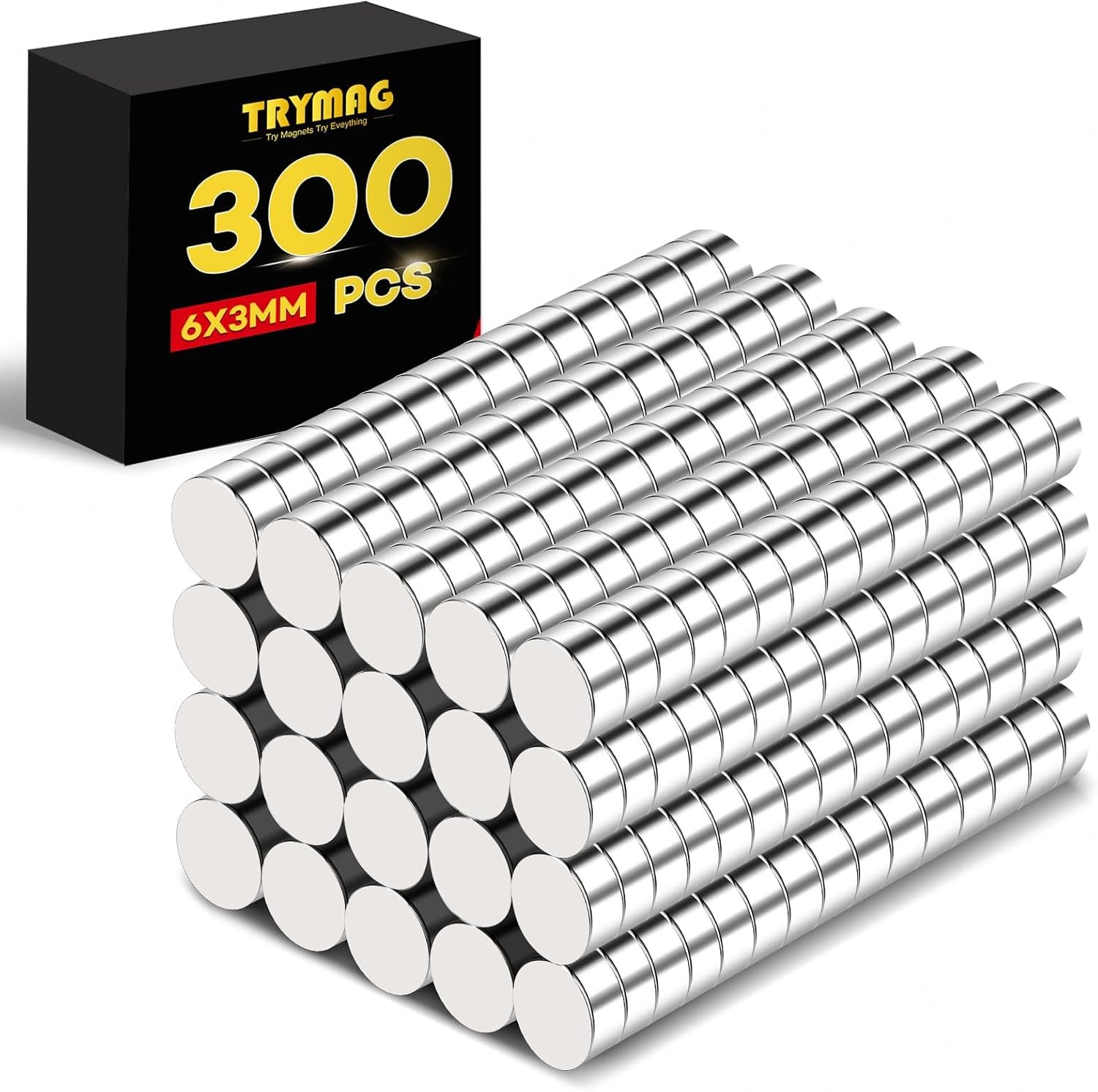 wholesale trymag small 6x3mm refrigerator magnets, 300pcs small round rare earth multi-use tiny neodymium fridge magnets, premium cylinder office magnets for whiteboard, crafts, dry erase board, school factory & supplier oem