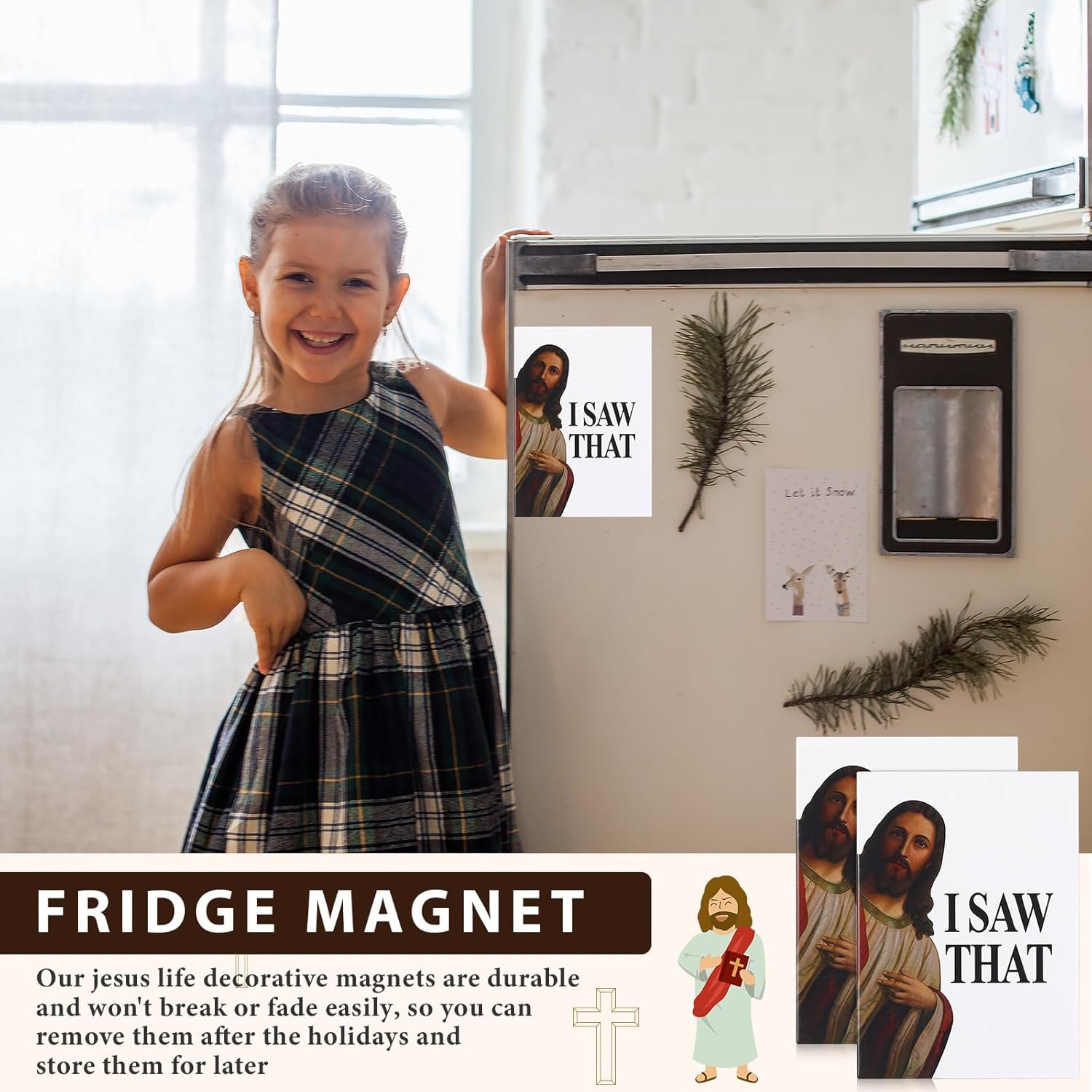 wholesale geiserailie 2 pcs i saw that magnetic fridge magnets christmas decoration waterproof peeking refrigerator cute reusable magnetic decal for fridge car cruise adults gifts factory & supplier oem