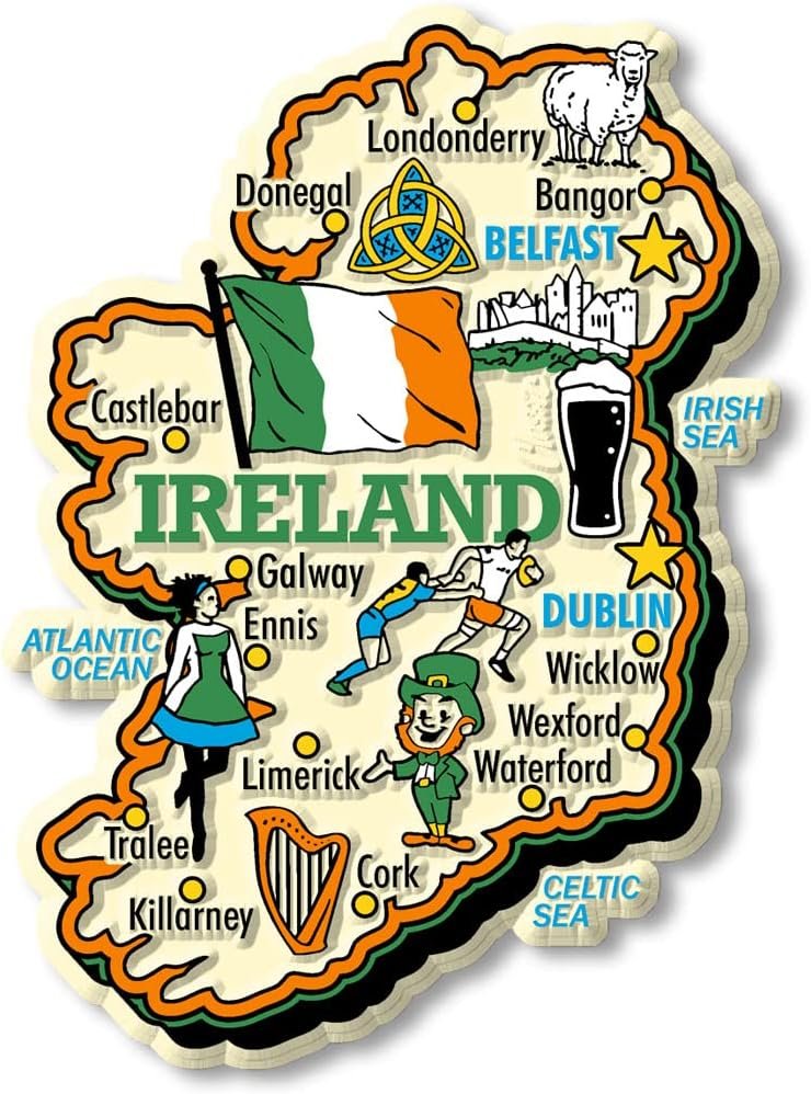wholesale ireland jumbo country map magnet by classic magnets, collectible souvenirs made in the usa factory & supplier oem