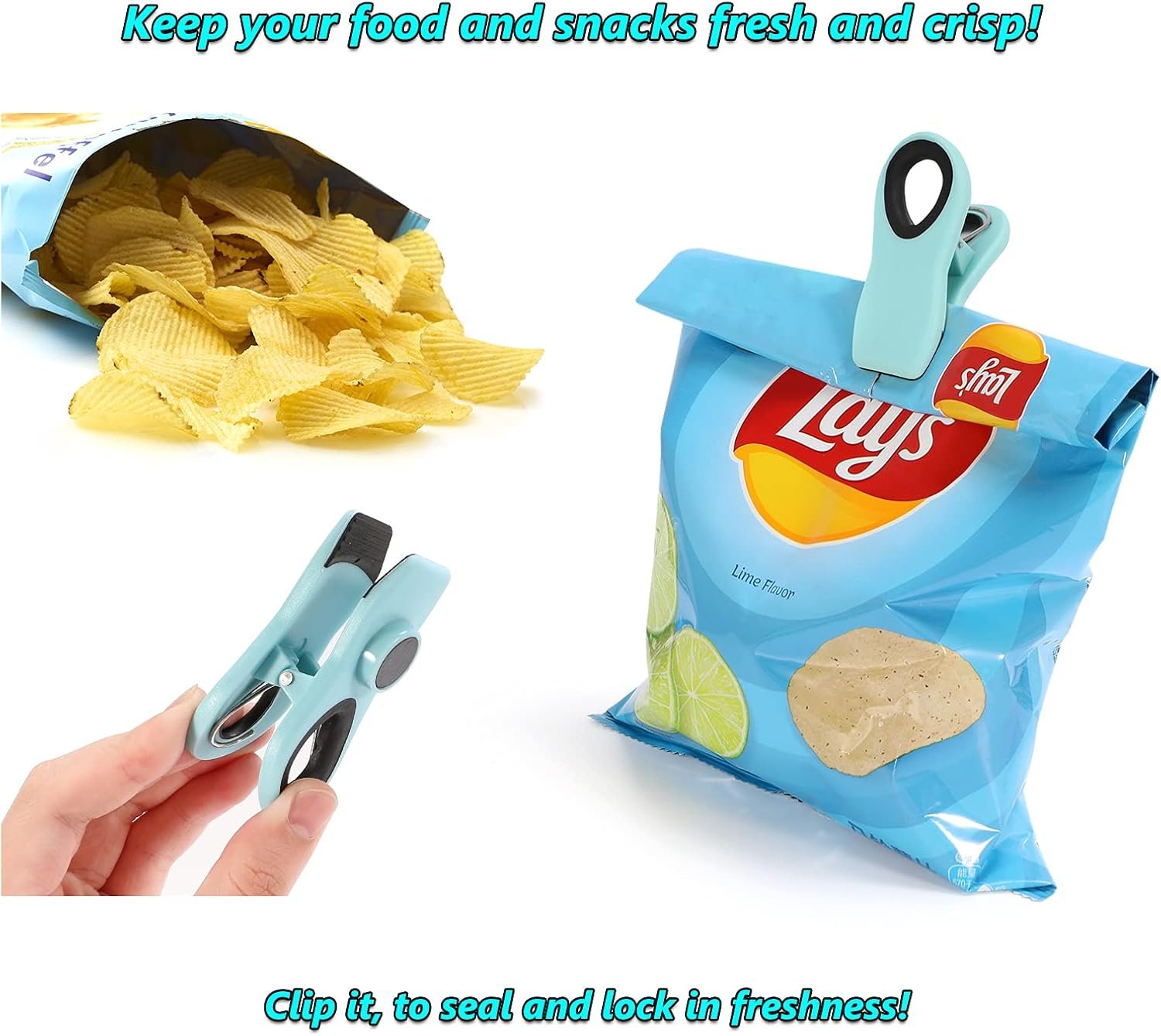 wholesale 12 pack chip clips, magnetic bag clips with airtight seal for chips, bread, snacks, fridge organizer kitchen storage clips multicolor factory & supplier oem
