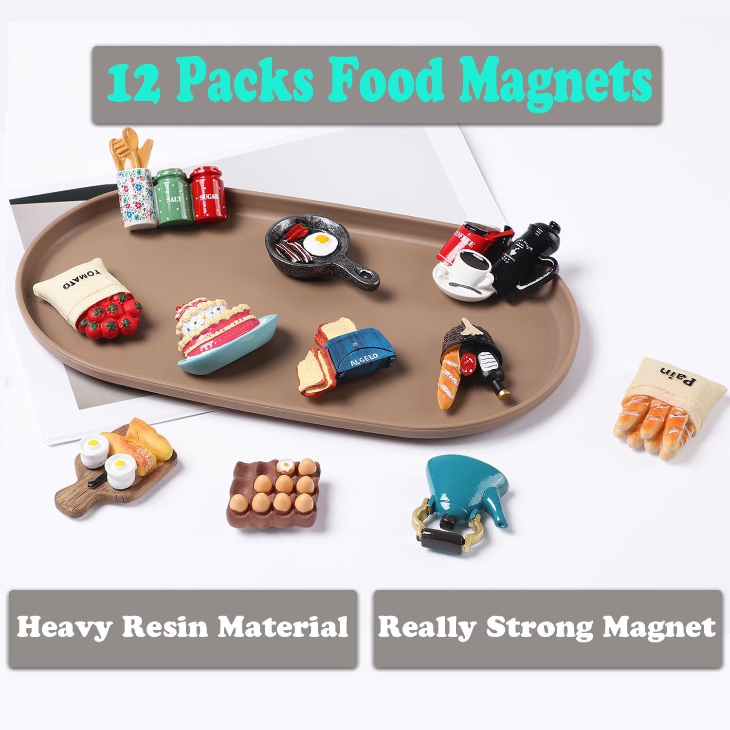 wholesale 12pcs food fridge magnets for fridge fun cute magnet refrigerator stickers for kitchen magnet decorative strong resin magnets home decor office factory & supplier oem