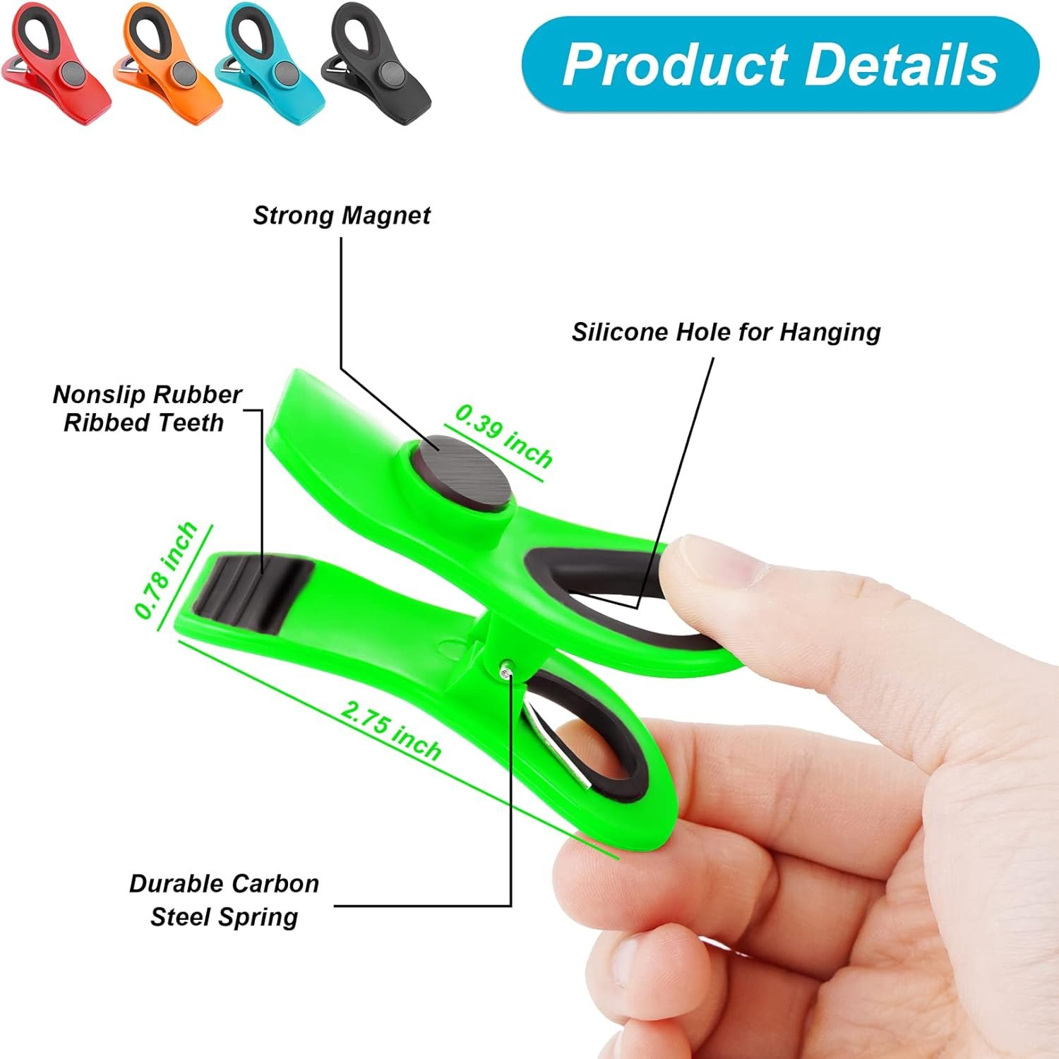 wholesale 16 pack chip clips bag clips, multicolor clips for food packages, multipurpose magnetic clips, chip clips bag clips food clips, refrigerator magnet clips chip clip, bag clips for food storage factory & supplier oem