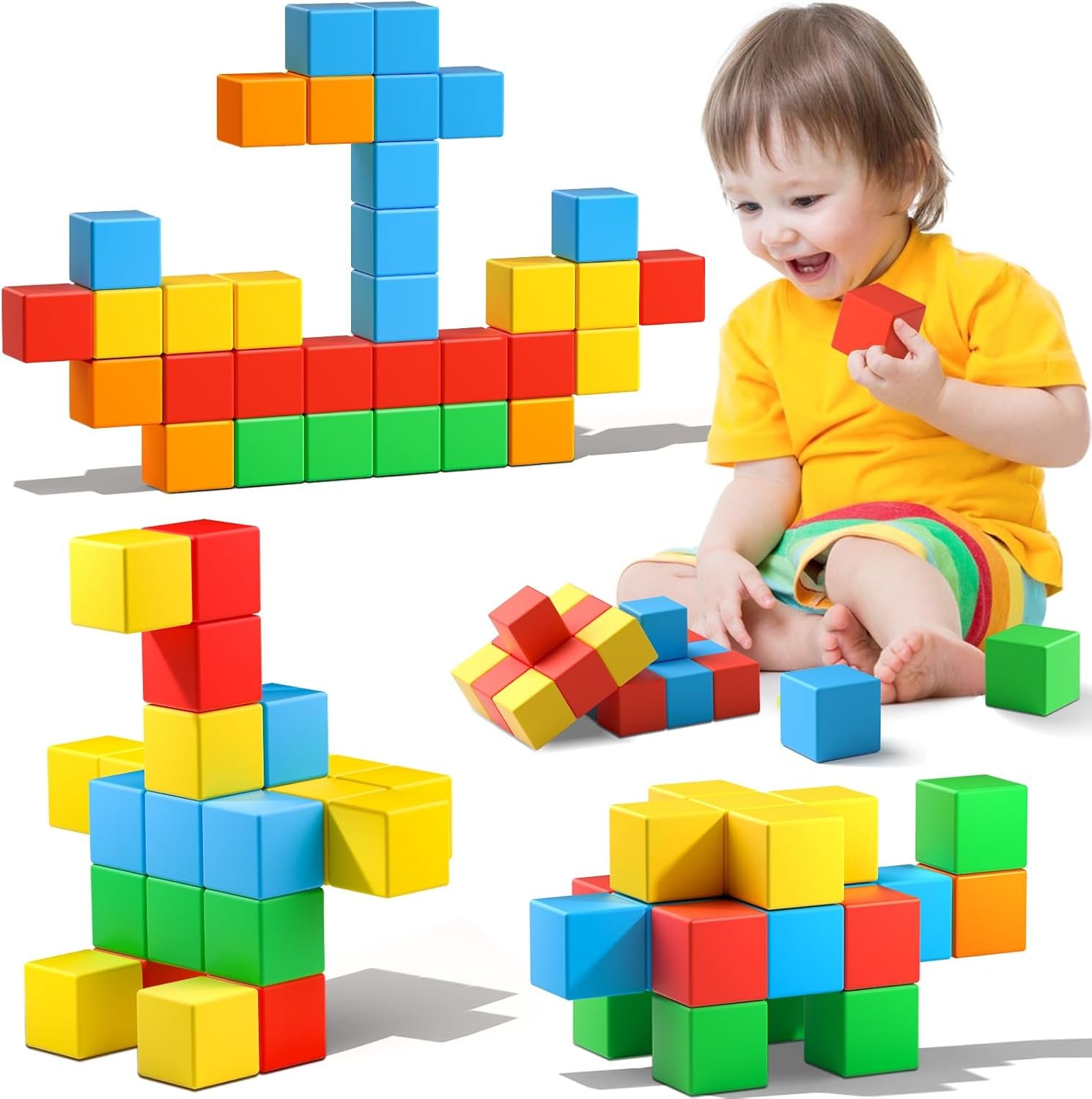 wholesale magnetic blocks,1.42 inch 32pcs large magnetic building block for toddlers 3 4 5 6 7 8 year old boys girls color magnet cubes learning toys for kids 1-3 sensory toys age 4-8 gift factory & supplier oem