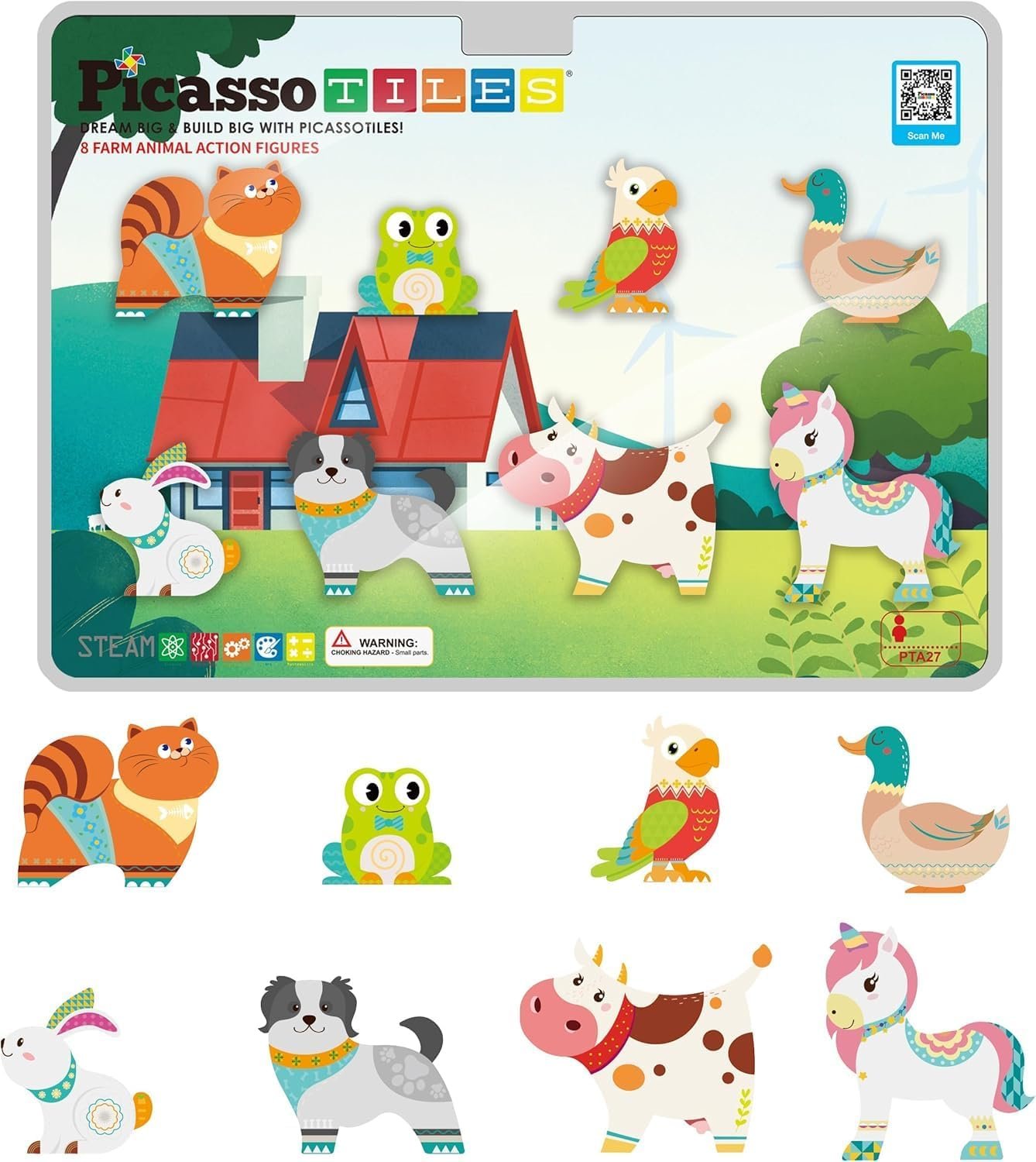 wholesale picassotiles magnet tile building blocks 8 magnetic farm animal action figures characters construction tiles compatible pretend play preschool toy stem education learning girls boys ages 3+ pta27 factory & supplier oem