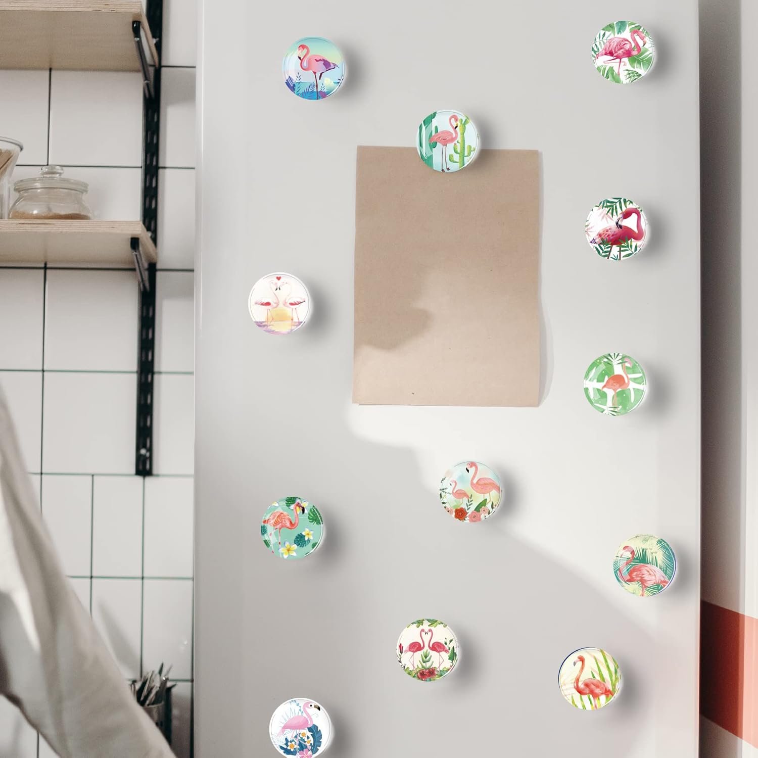 wholesale 12pcs glass strong magnetic refrigerator magnet fridge sticker,cute flamingo fridge magnets decoration for crafts,strong fridge magnets for kitchen, school,office whiteboard, cabinet and dishwasher factory & supplier oem
