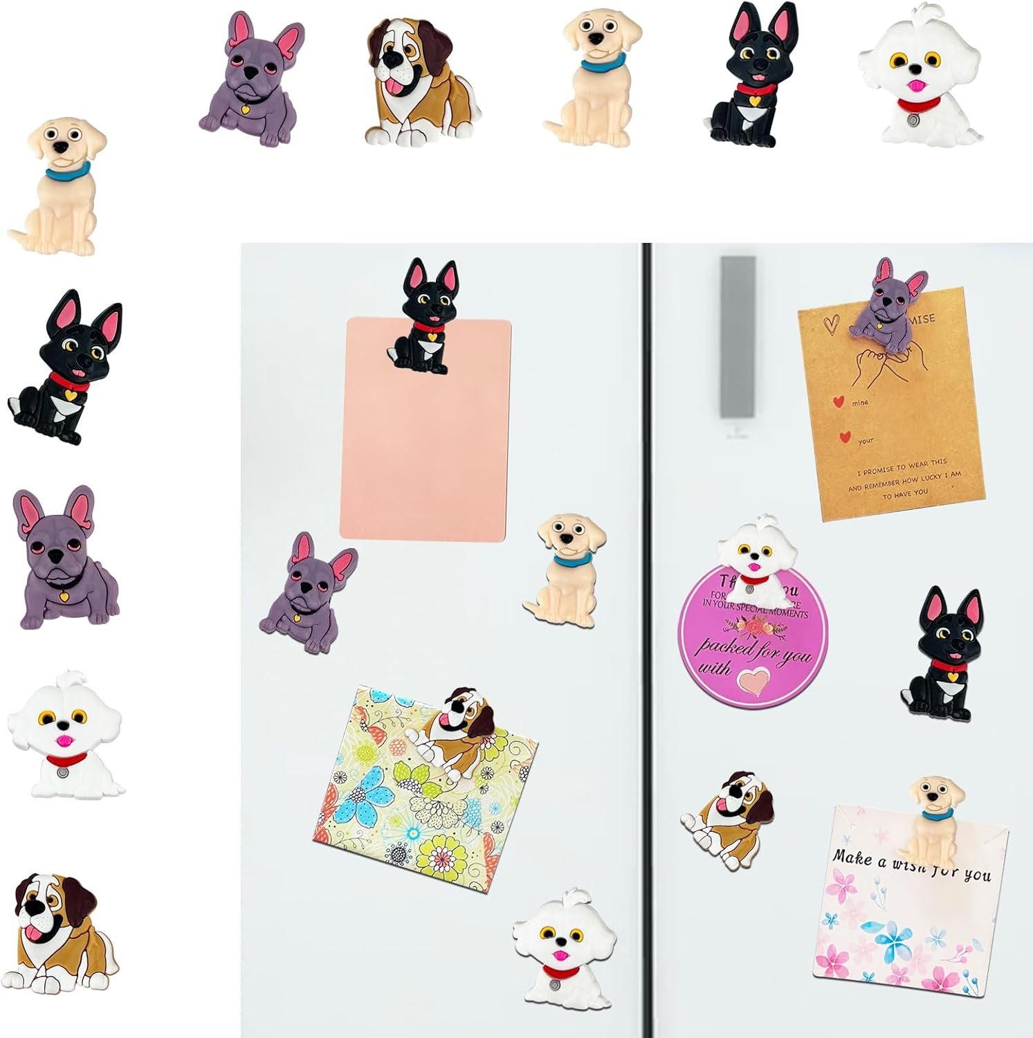 wholesale 10 pcs - strong fridge magnets - holding up 20 pcs a4 paper for each magnet, cute locker accessories with 5 pattern dog charms, cool things for office kitchen whiteboard deco factory & supplier oem