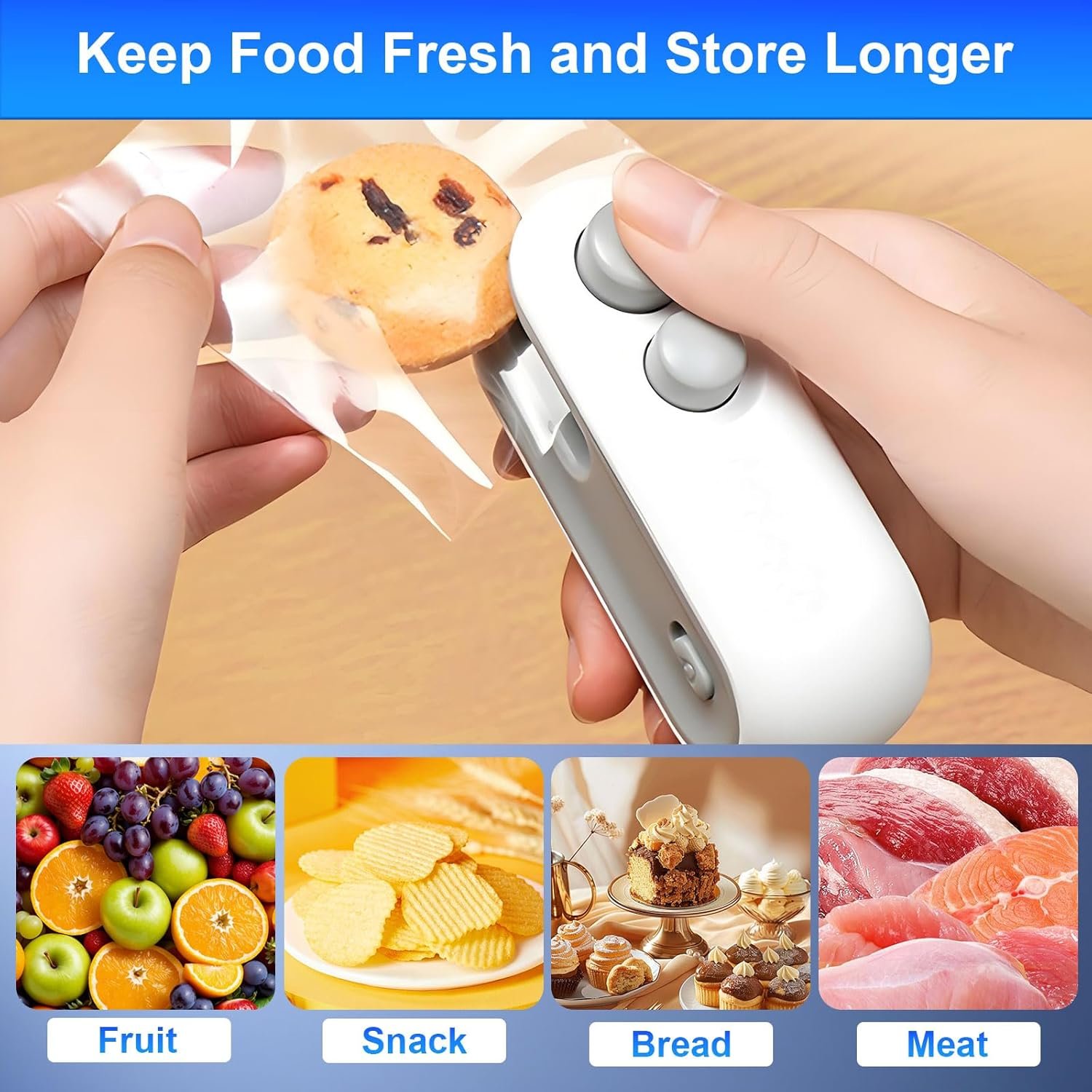 wholesale mini bag sealer, 2025 2-in-1 usb-c rechargeable snack bag sealer 3pcs magnetic food sealer with cutter bag resealer machine handheld heat sealer for plastic snack bags freshness factory & supplier oem