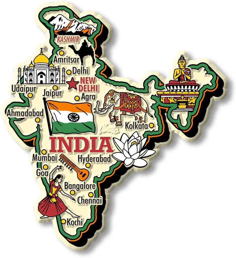 wholesale india jumbo country map magnet by classic magnets, collectible souvenirs made in the usa factory & supplier oem
