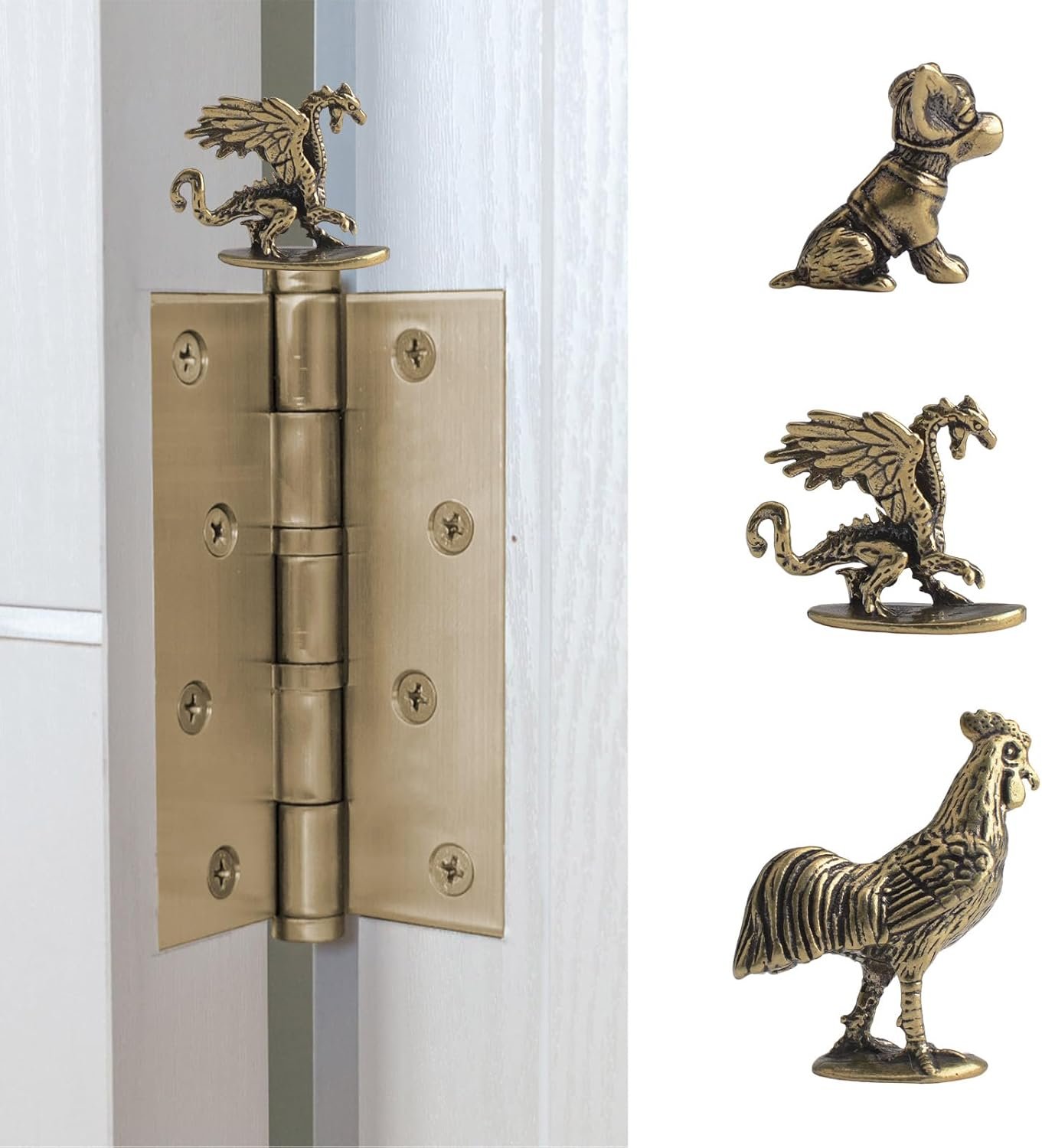 wholesale hinge head home decoration 3pcs magnetic vintage mini animal hinge heads decorative topper creative bronzed animal hinge head magnets ornaments factory & supplier oem