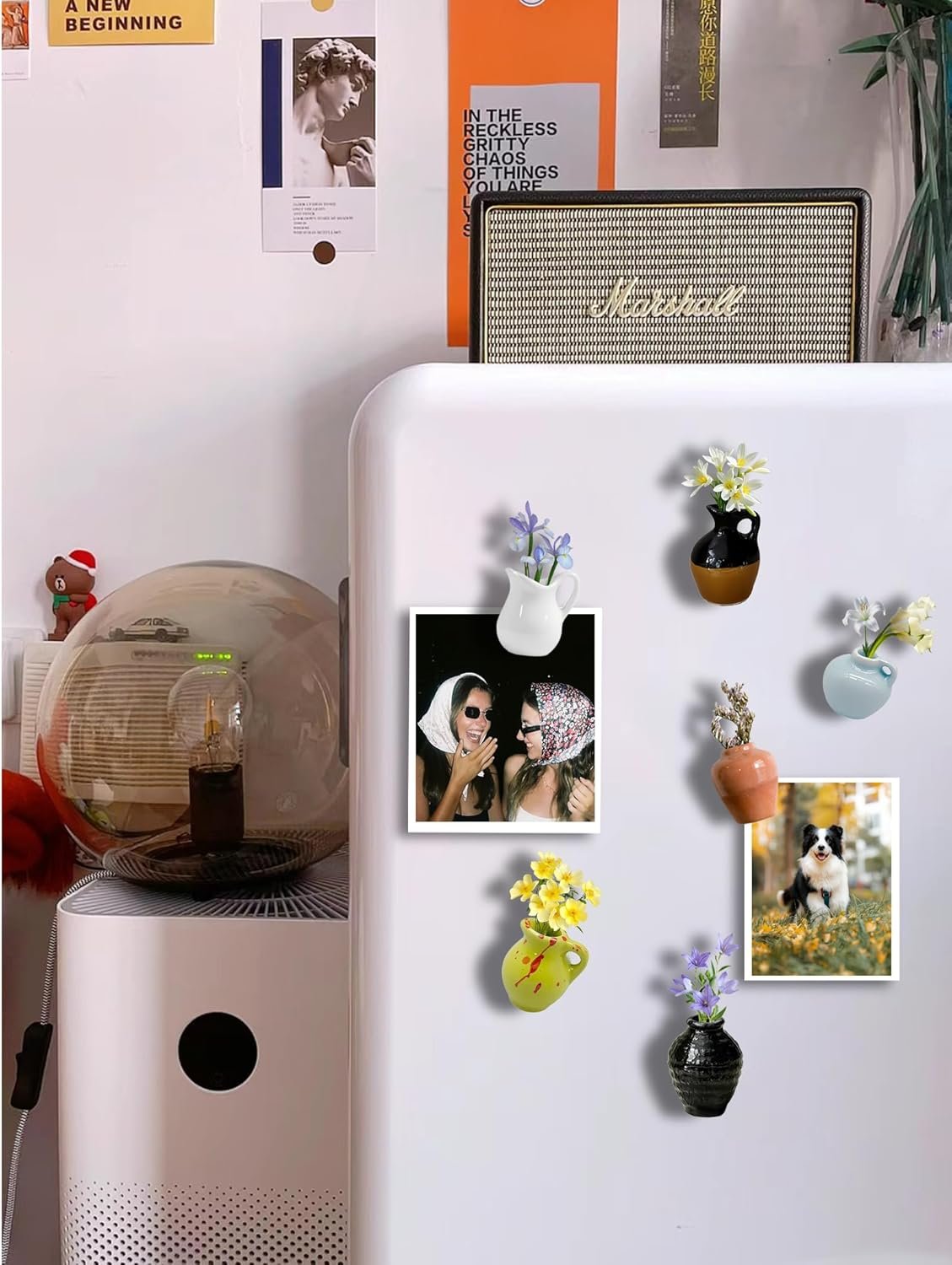 wholesale cute mini ceramic vase magnets for fridge, funny small 3d tiny plant vase fridge magnets fo refrigerator kitchen home office locker decoration(6 pack, not include flower) factory & supplier oem