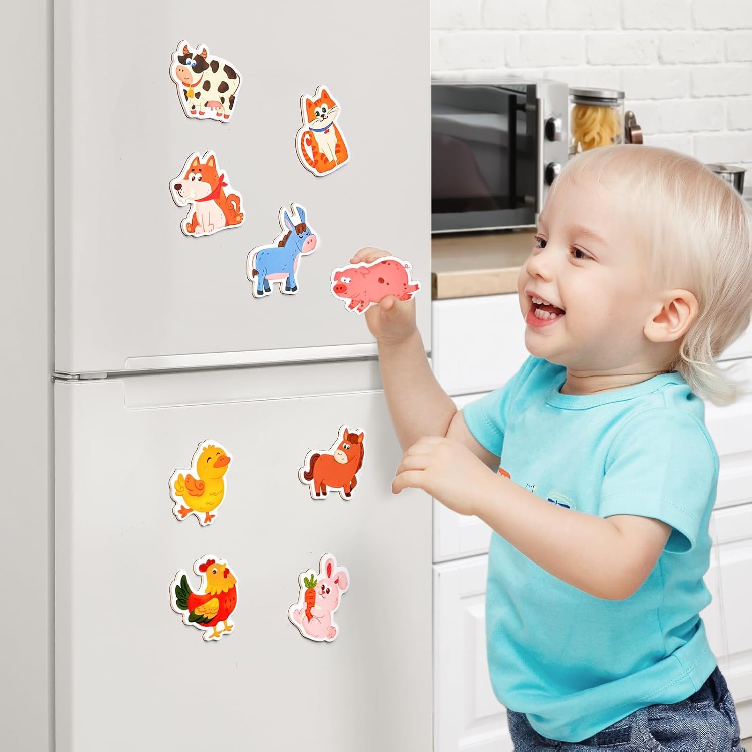wholesale joycat wooden fridge magnets for kids – 10 cute farm animals refrigerator magnets for toddlers, large kids magnetic toys, fun educational learning gifts for toddlers 2 3 4 5 years old factory & supplier oem