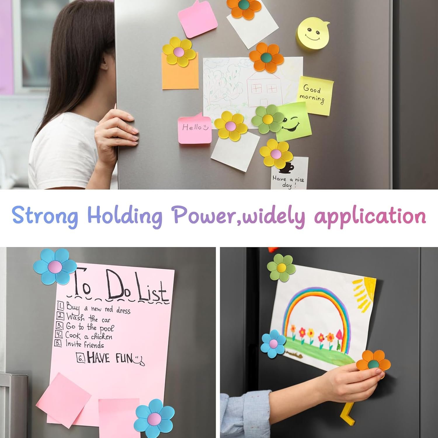 wholesale 14 pcs flower fridge magnets, 3d colorful decorative strong refrigerator magnets, cute locker magnets accessories for whiteboard kitchen office factory & supplier oem