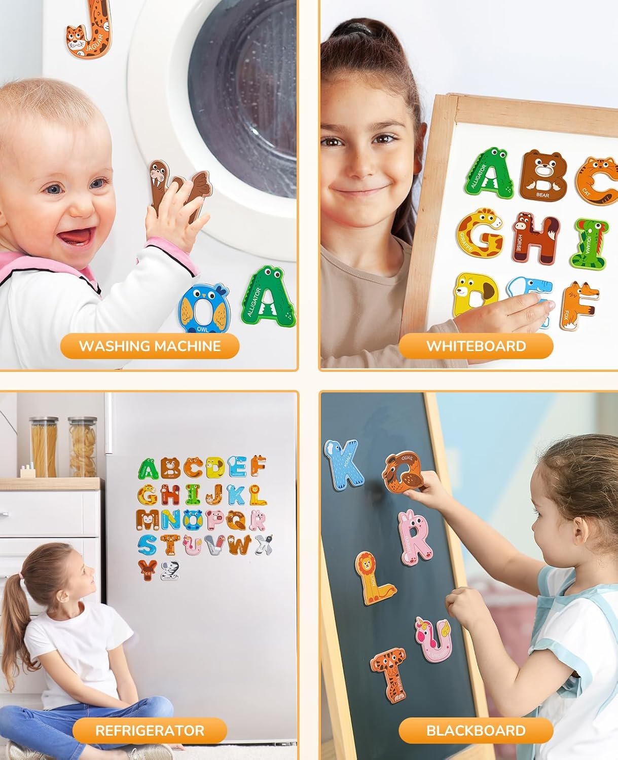 wholesale joycat wooden thick alphabet magnets for toddlers fridge large size cute animal colorful abc magnetic letters 26 uppercase letters educational toy set for kids toddlers preschool learning spelling factory & supplier oem