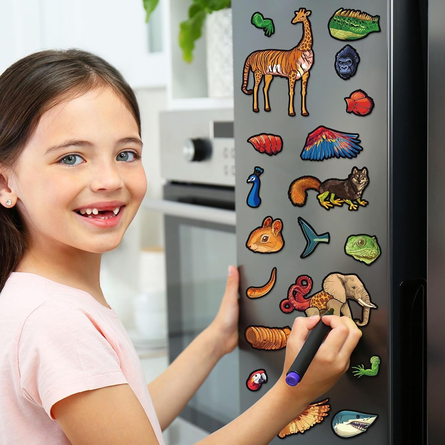 wholesale 134pcs cryptid construction kit funny animals fridge magnets for kid creature creation magnetic toys for toddlers educational monster refrigerator magnets for whiteboard baby children gift learning factory & supplier oem