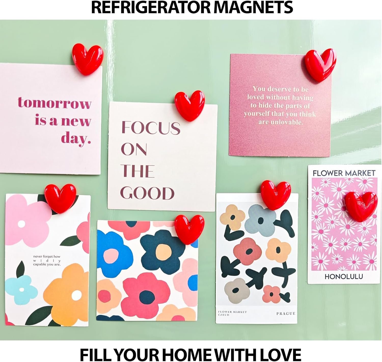 wholesale 12pcs love heart refrigerator magnets cute magnet for fridge 1.07 * 1.07 inch middle size red color love heart decorative whiteboard magnet set factory & supplier oem
