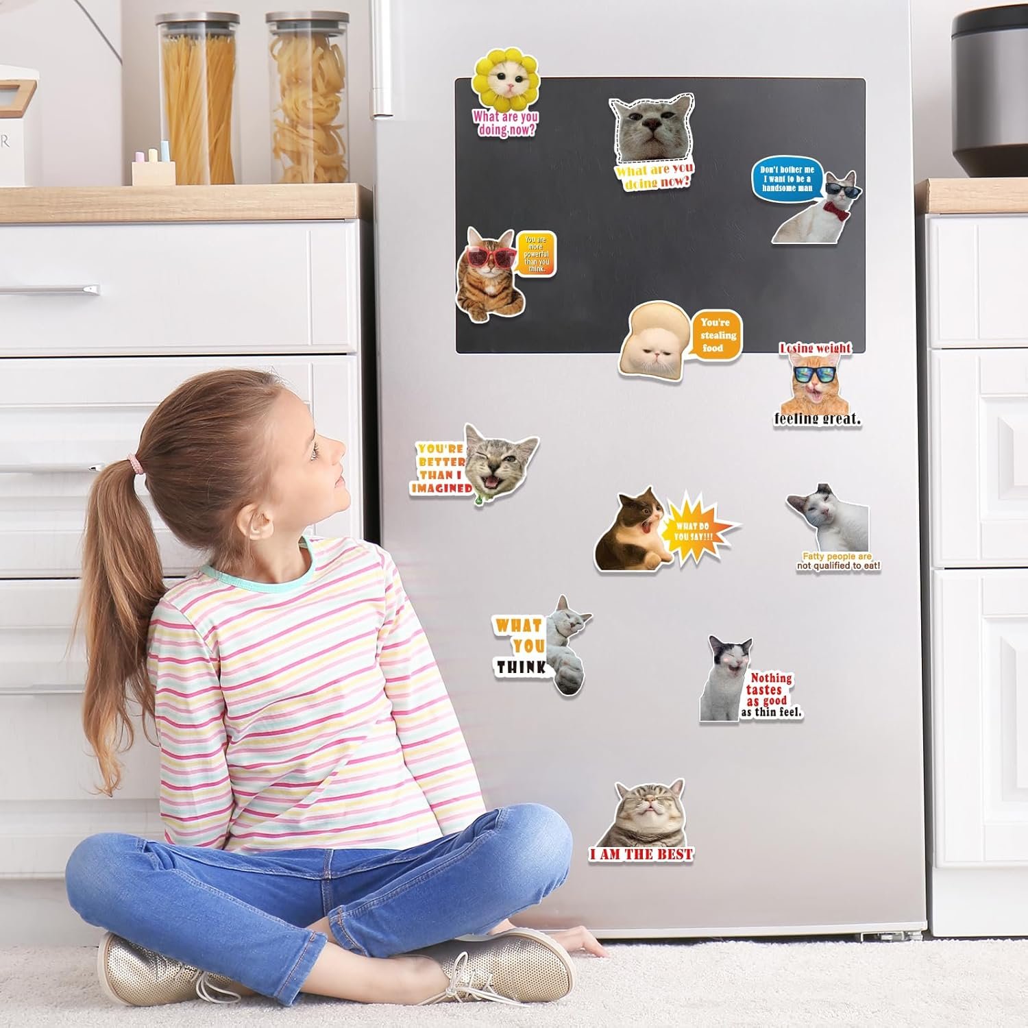 wholesale funny cat meme fridge magnets - 12 pcs cute animals words fun magnetic for home computer school whiteboard locker, cat meme refrigerator magnets decorations gifts for boys girls adult accessories factory & supplier oem