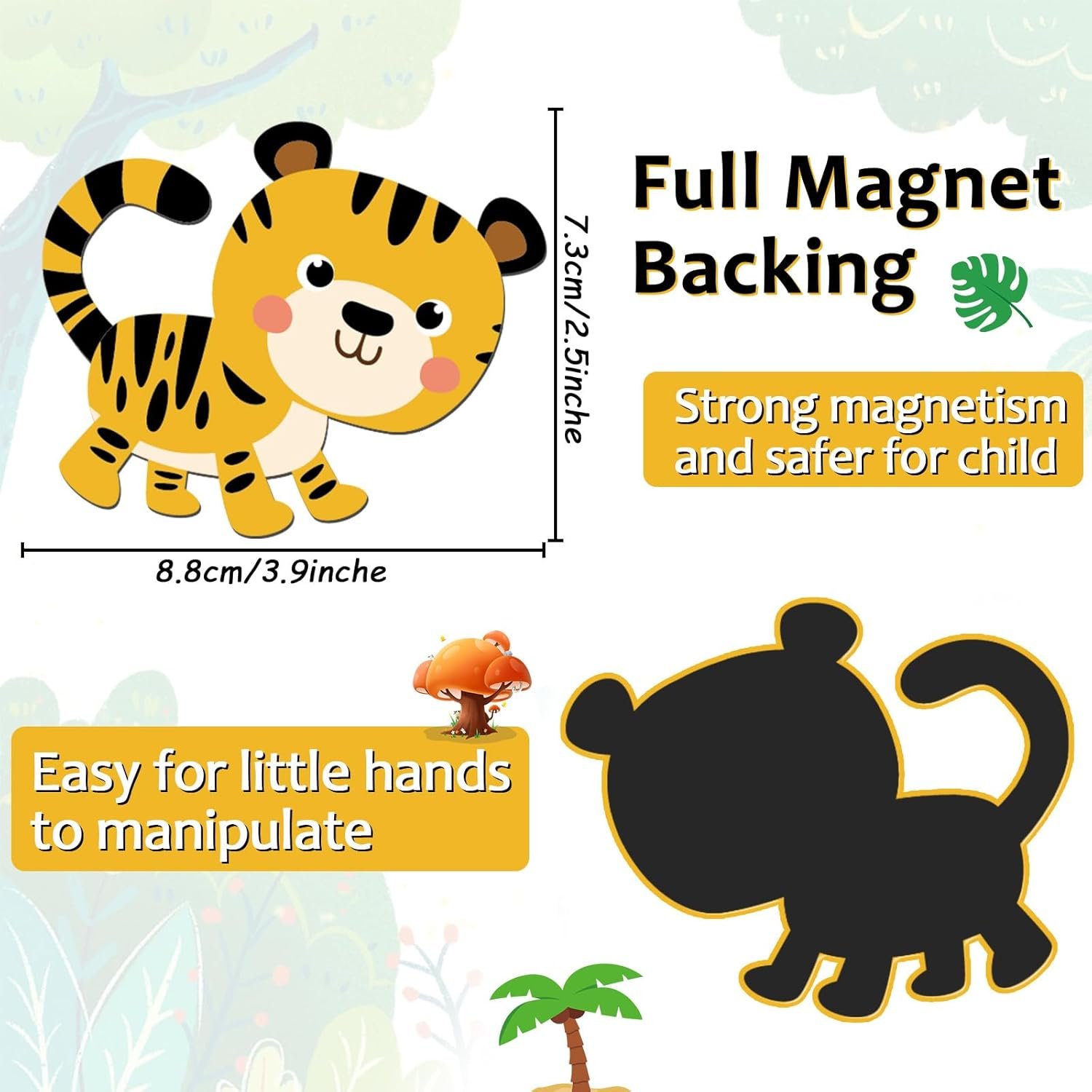 wholesale 30pcs jungle animals fridge magnets for toddlers wild animals refrigerator magnets for toddlers 1-3 kids removable and reusable animal magnetic toys kids for whiteboard classroom nursery zoo baby gift factory & supplier oem