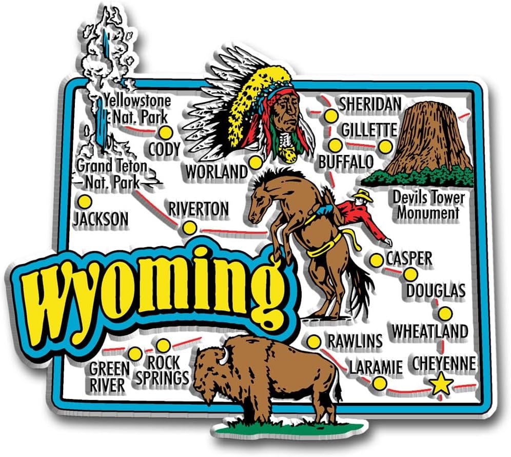 wholesale wyoming jumbo state map magnet by classic magnets, 3.6