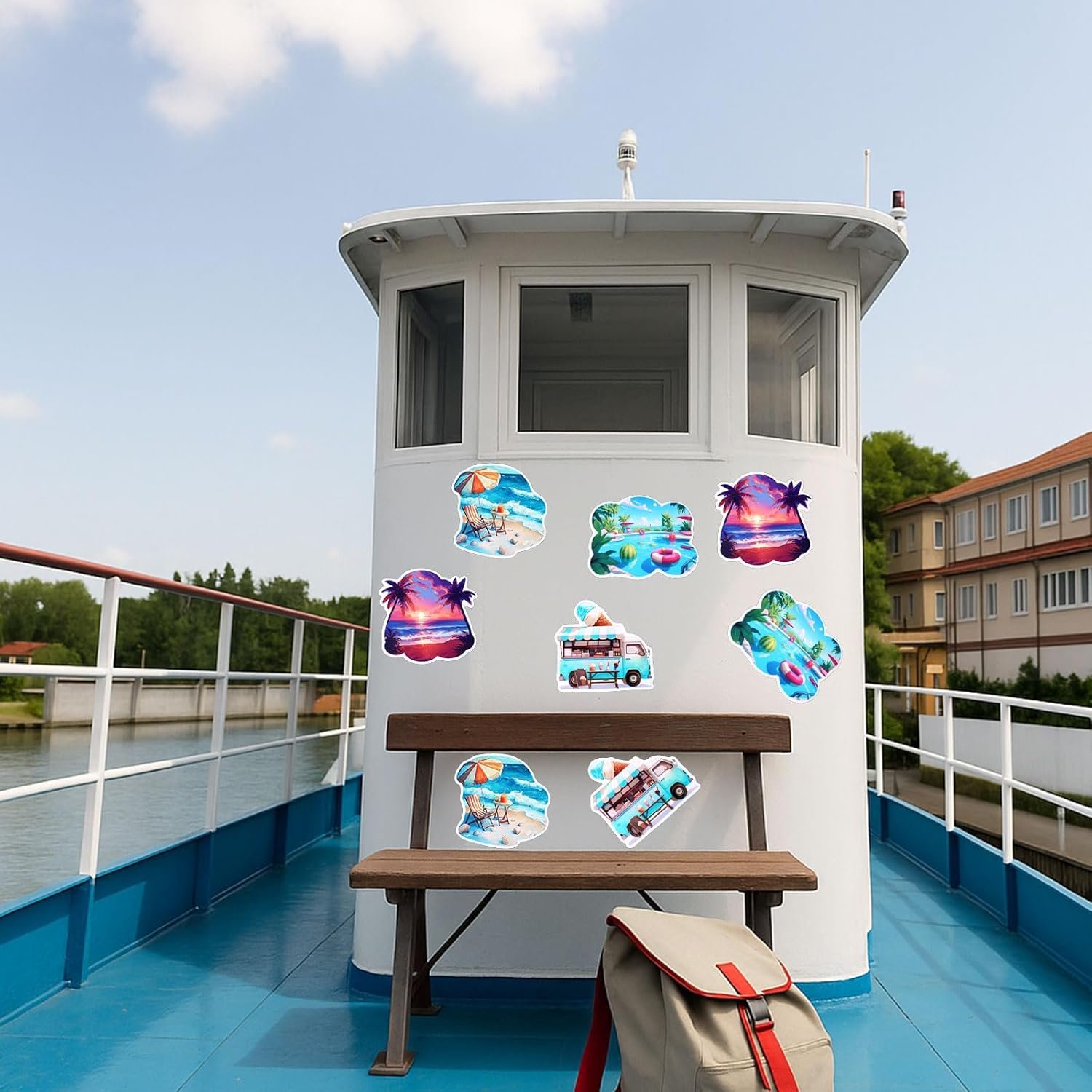 wholesale 4 pcs beach themed fridge magnets, beach summer hawaii ice cream truck seaside sunset funny fridge magnetic stickers decoration for home kitchen cabinet decoration decorative supplies factory & supplier oem
