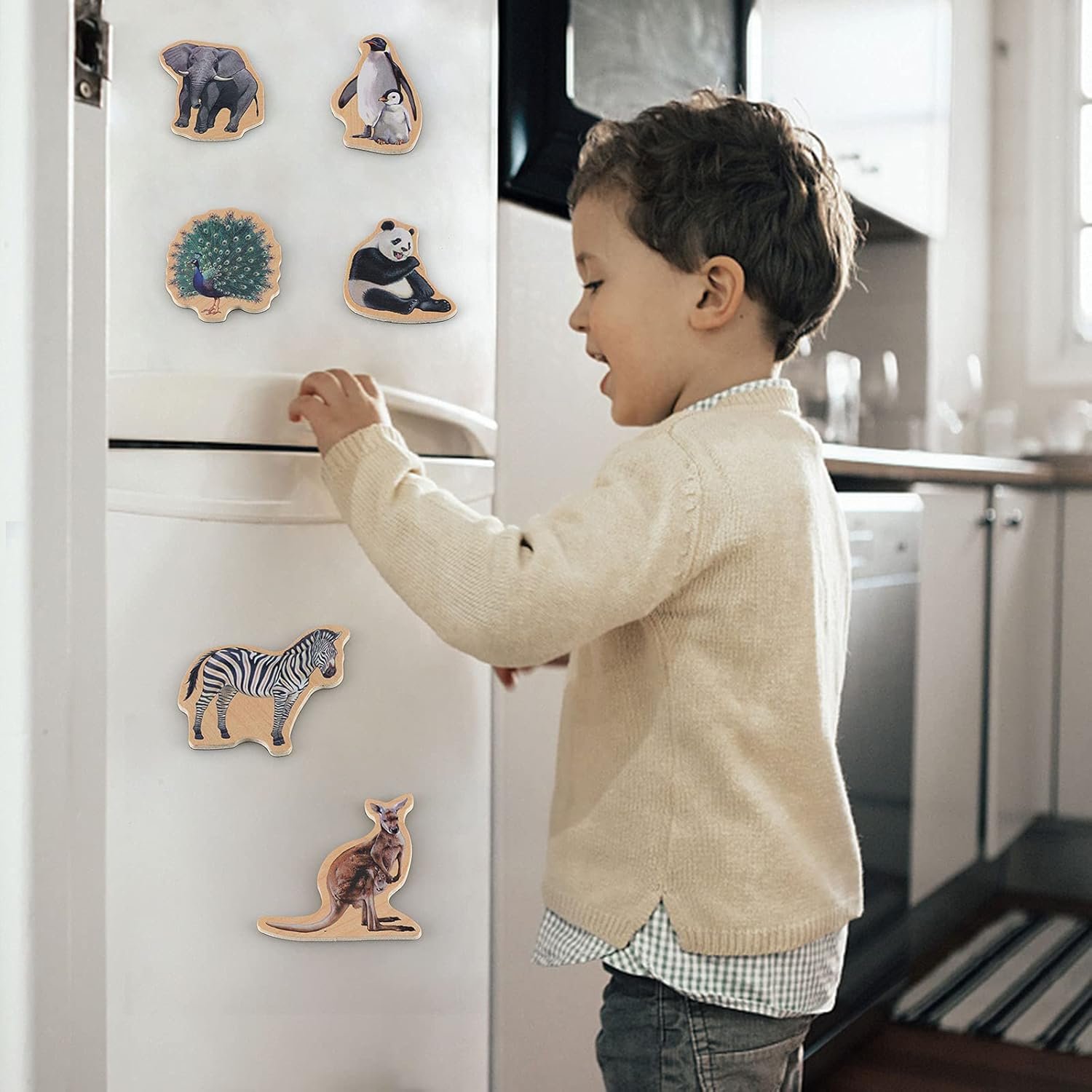 wholesale refrigerator magnets for kids - zoo animal fridge magnets for toddlers - wooden magnetic toys for baby kids' developmental learning factory & supplier oem
