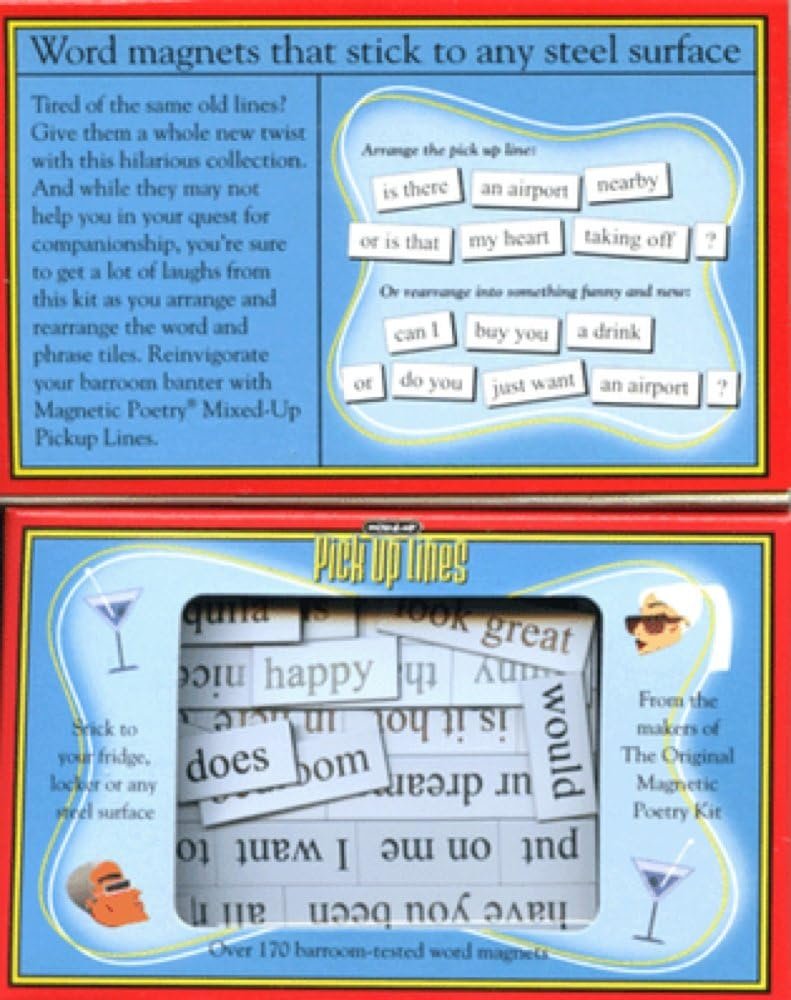 wholesale magnetic poetry - mixed-up pick up lines kit - words for refrigerator - write poems and letters on the fridge - made in the usa factory & supplier oem
