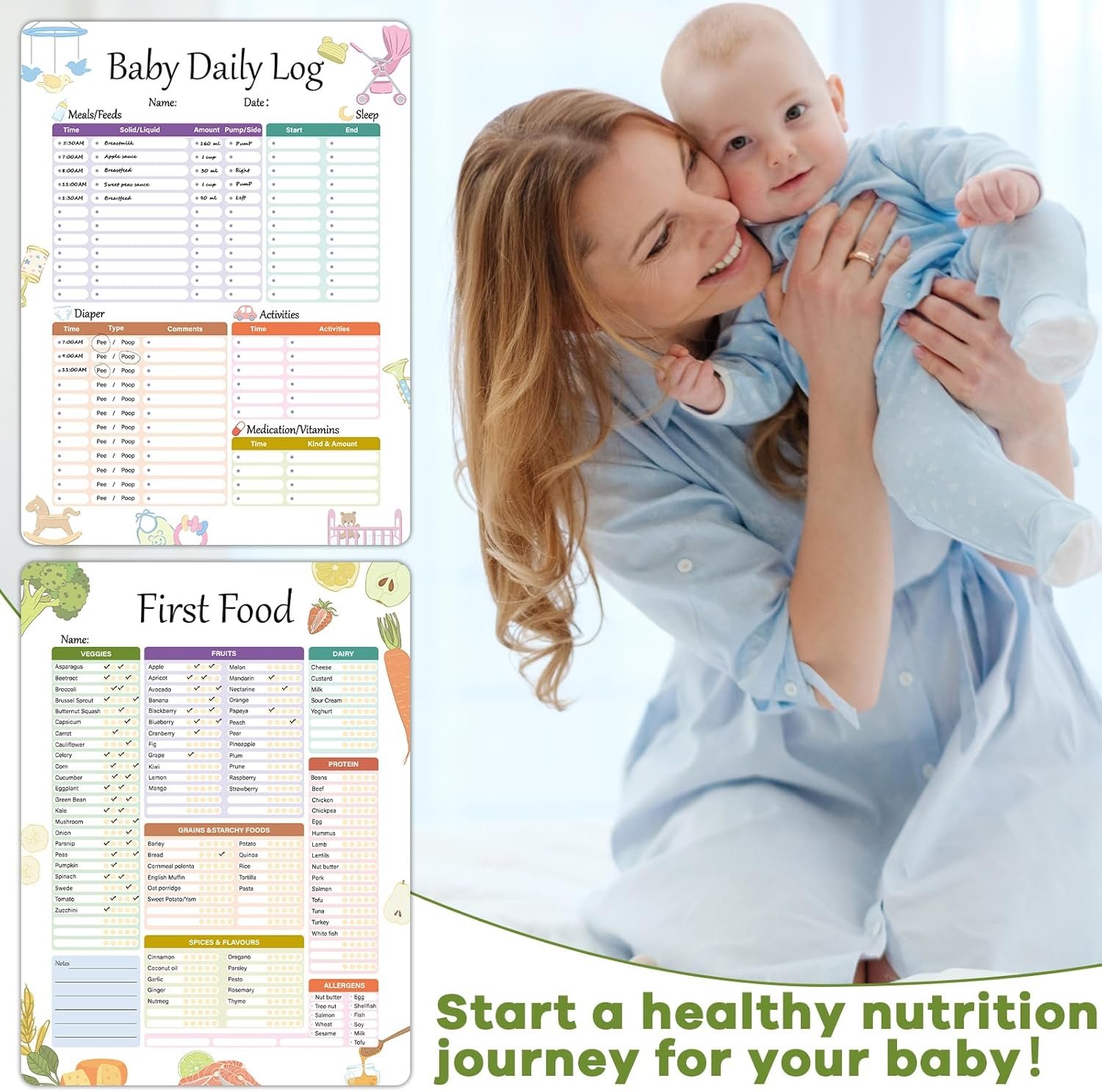 wholesale baby's first foods tracker fridge magnet, foods before 1 checklist magnet, reusable daily food log, baby food chart for new parents,nanny, babysitter 13.8 x 10.2inches factory & supplier oem