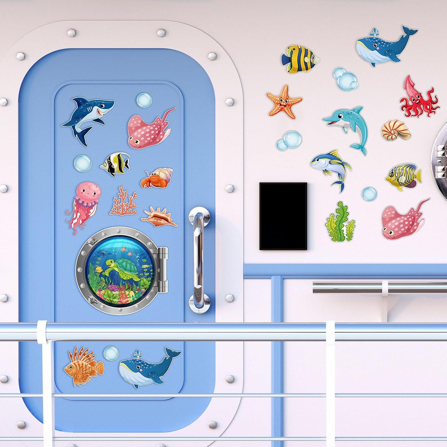 wholesale kanayu 24 pcs cruise door decorations magnetic ocean cruise door magnet sea animals magnet stickers fish turtle crab shark magnets for refrigerator cruise door car carnival party supplies decoration factory & supplier oem